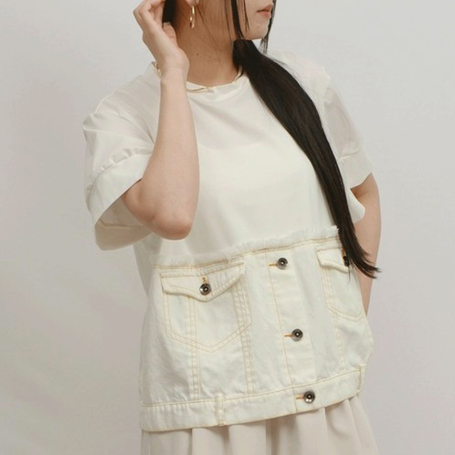 Palm Riche デニムドッキングトップス - 画像4