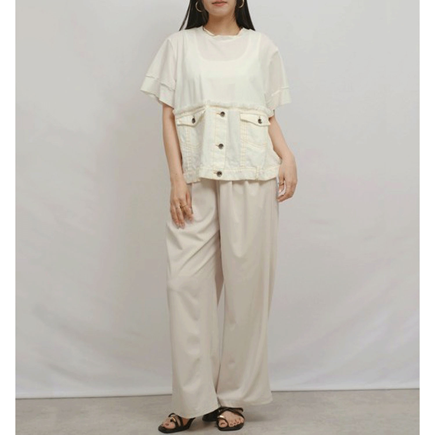 Palm Riche デニムドッキングトップス - 画像6