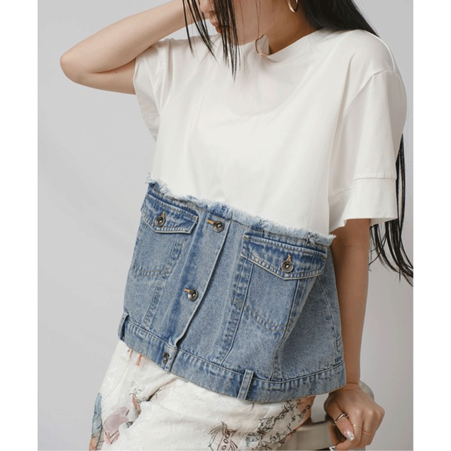 Palm Riche デニムドッキングトップス - 画像1