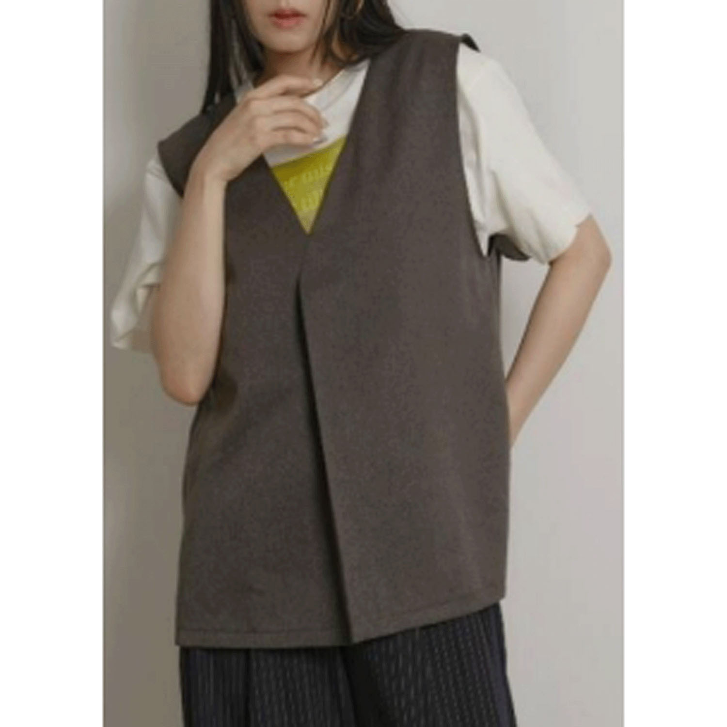 Palm Riche ヘリンボンバックフリルベスト - 画像2