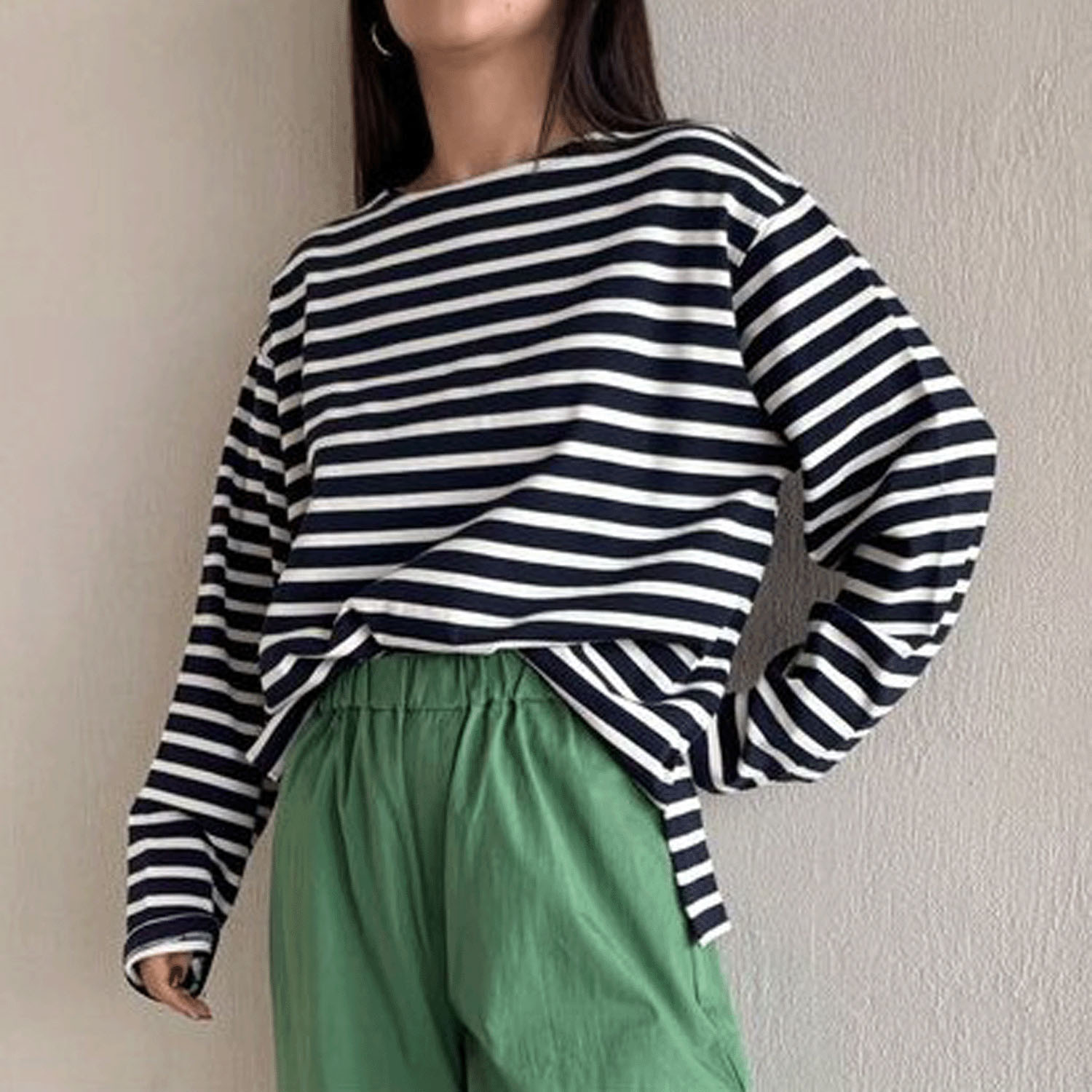 【Insta Live】ザンパ ボートネックボーダーロンT - 画像1