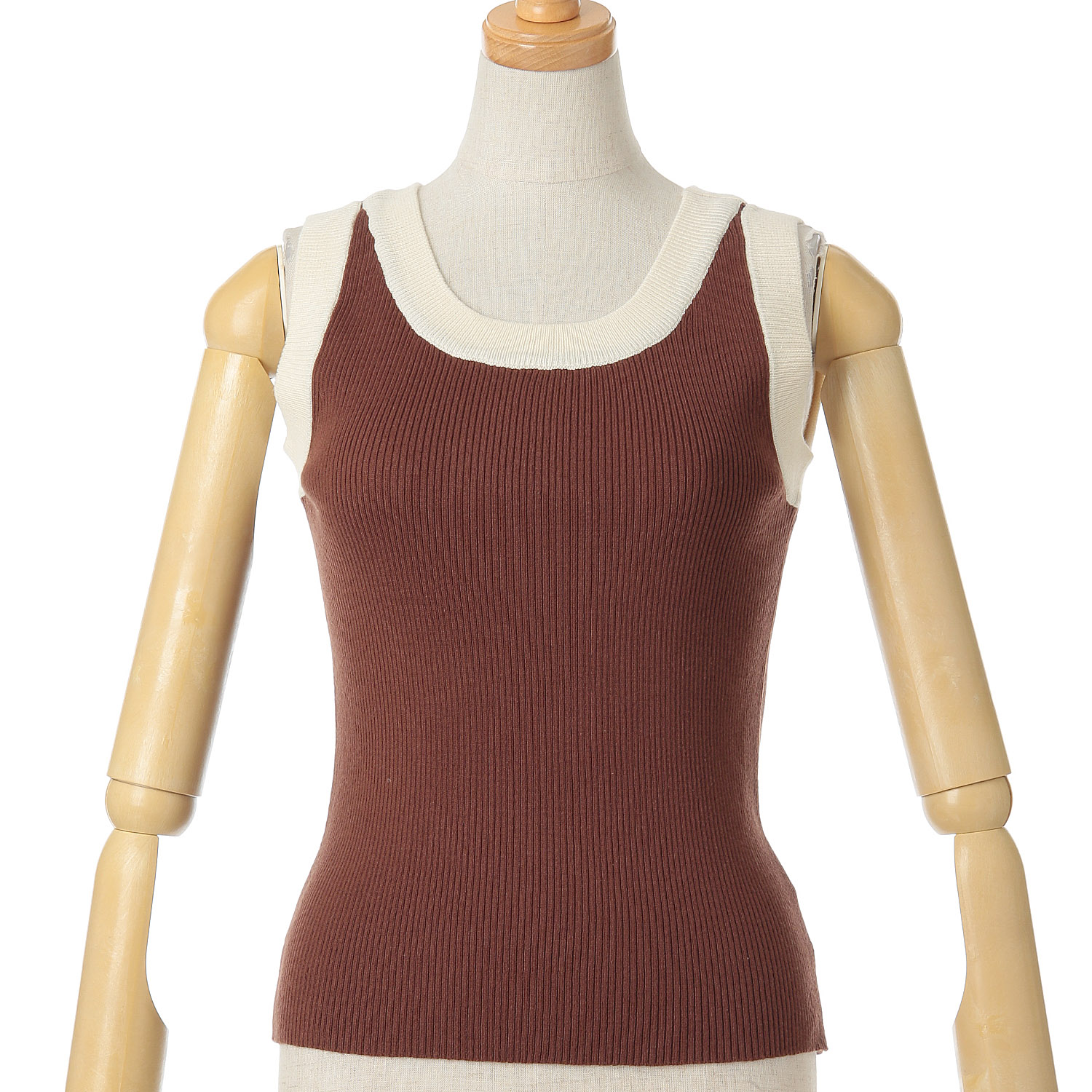 【Insta Live】Vingtrois 配色リブタンクトップ - 画像1