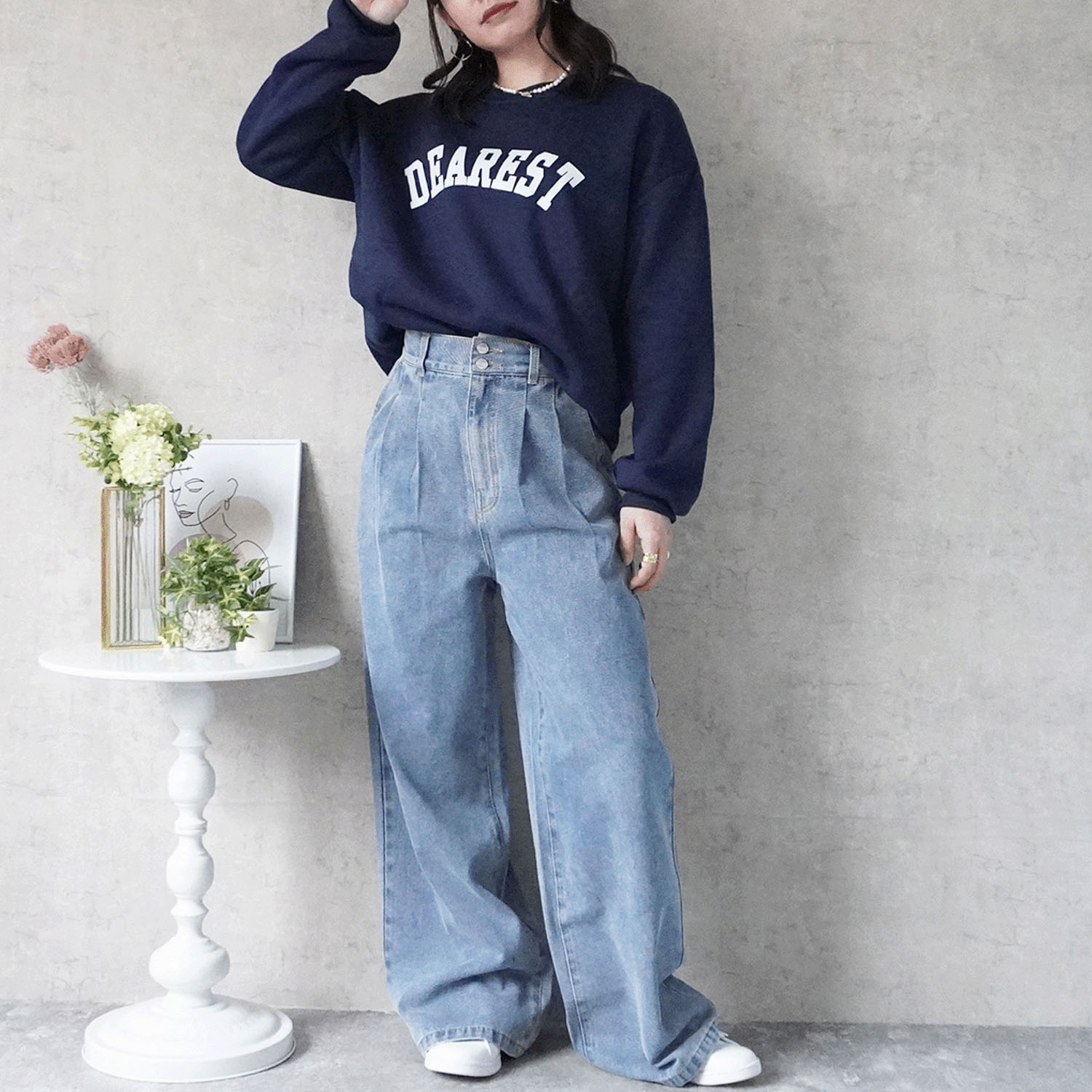 Emma デニムタックワイドパンツ - 画像2