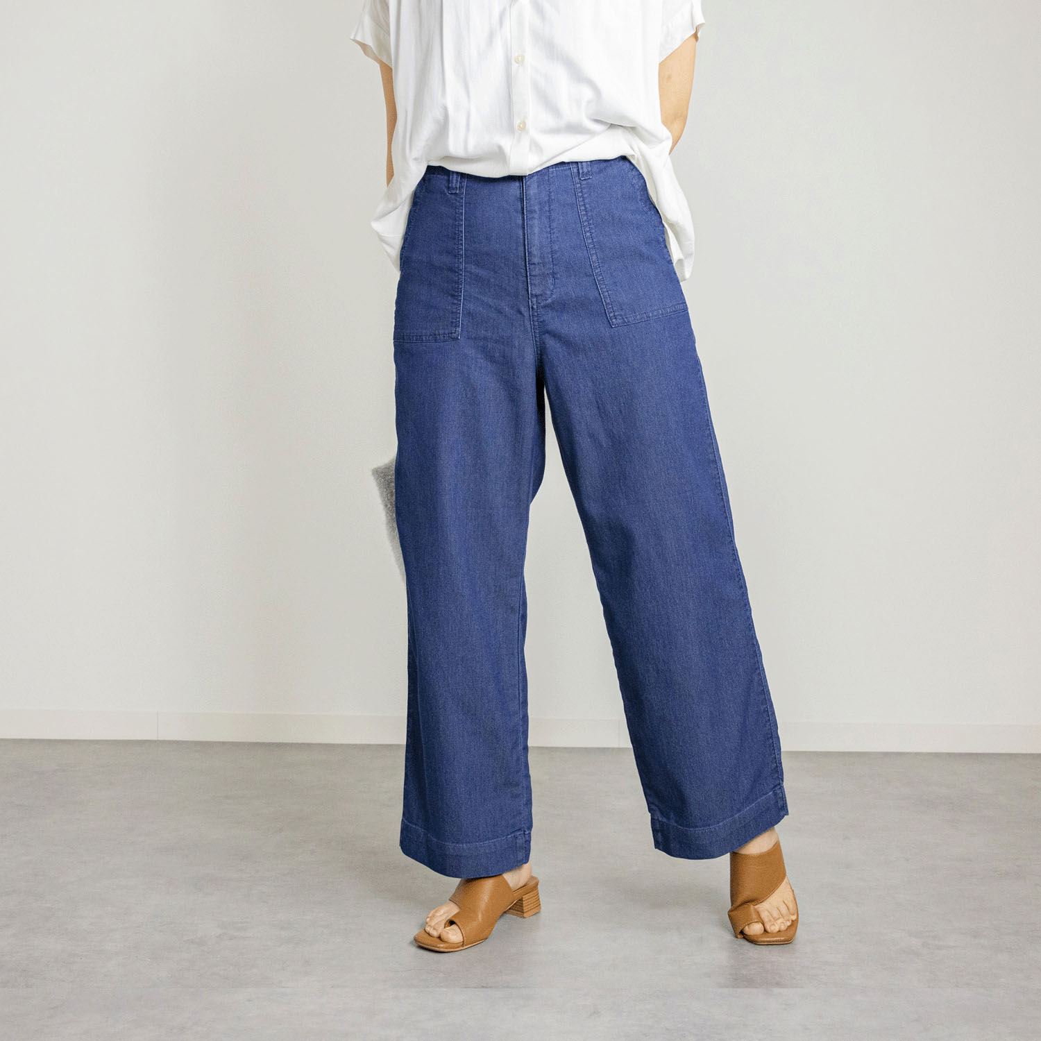 涼やかメッシュ調デニムベイカーパンツ - 画像1