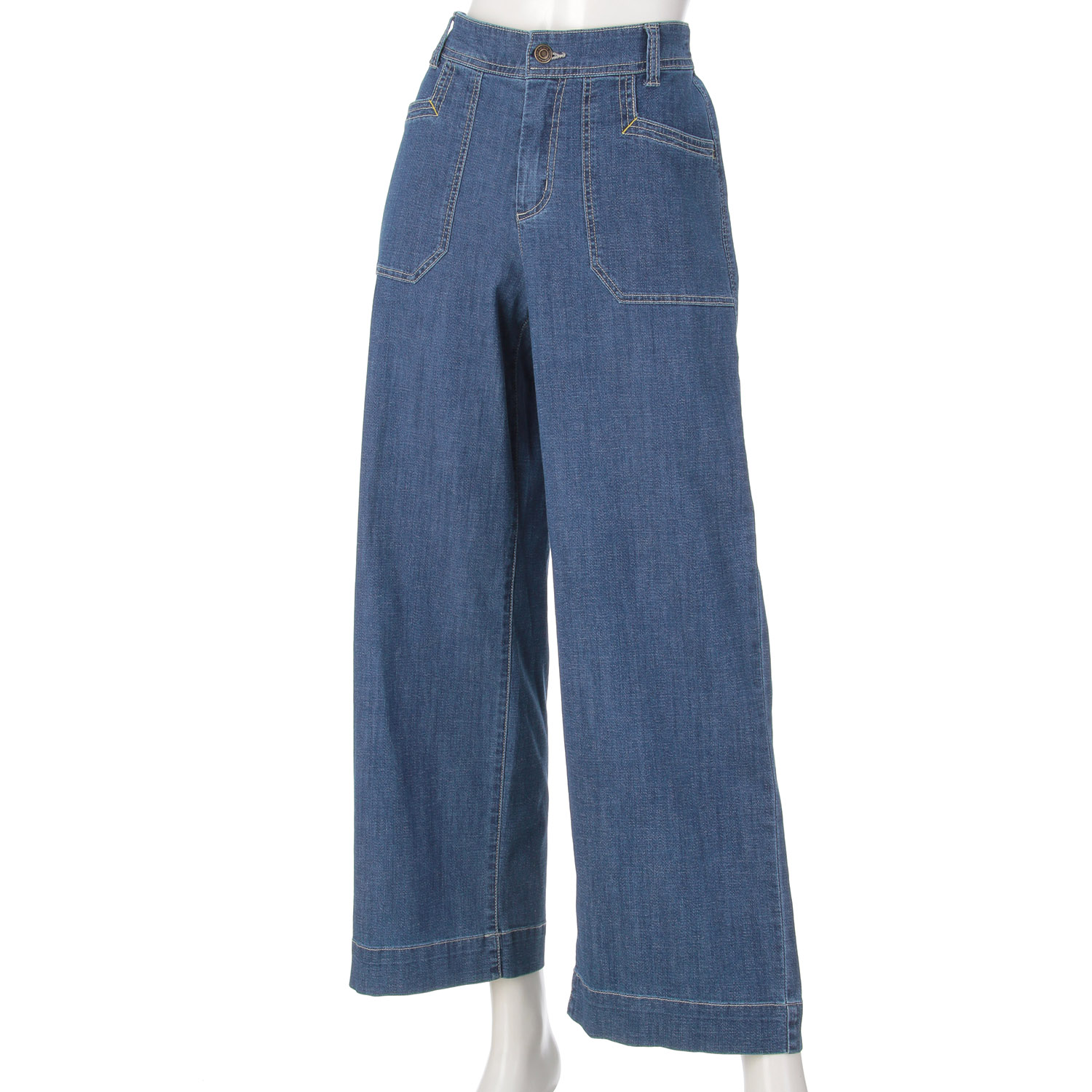 リネン混ドライタッチデニムワイドパンツ - 画像6