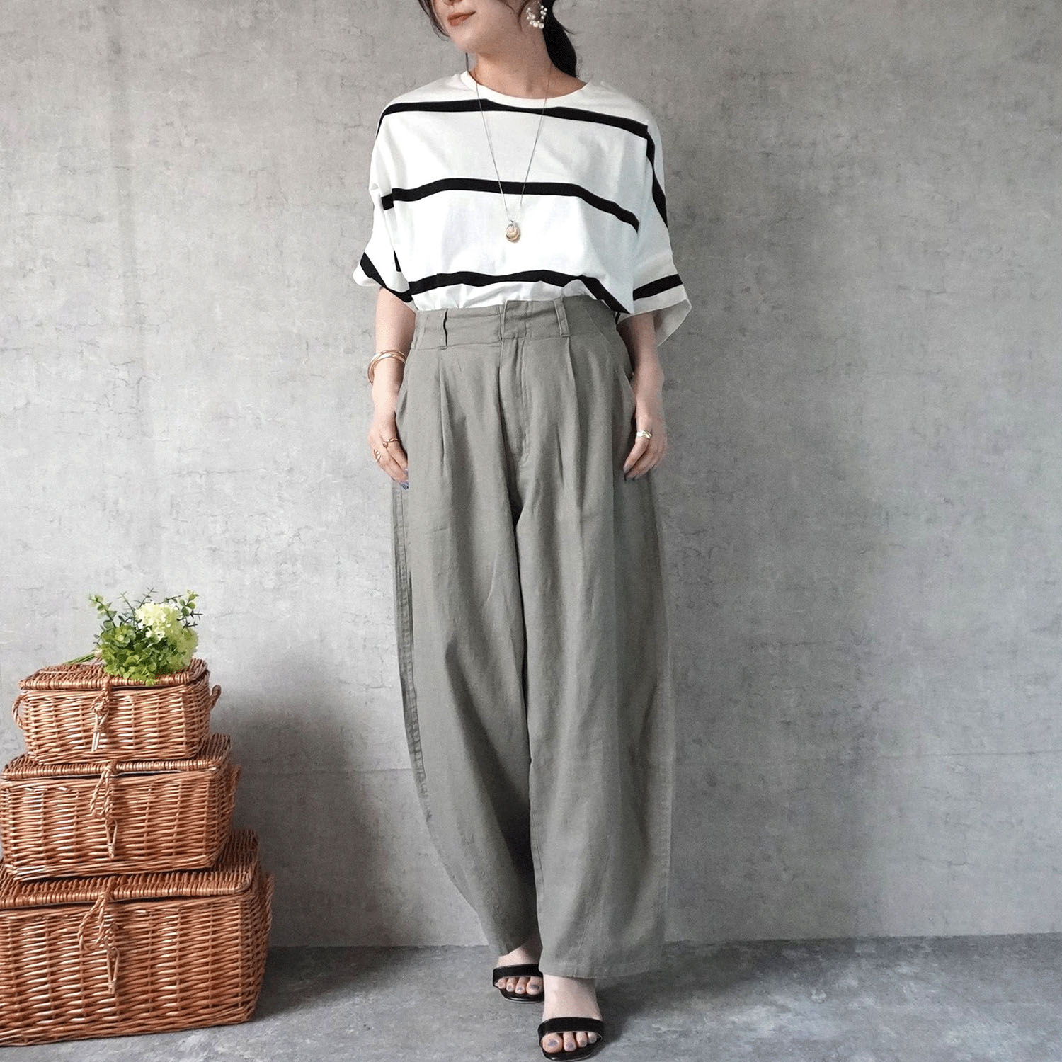 nod 麻100％バナナワイドパンツ - 画像8