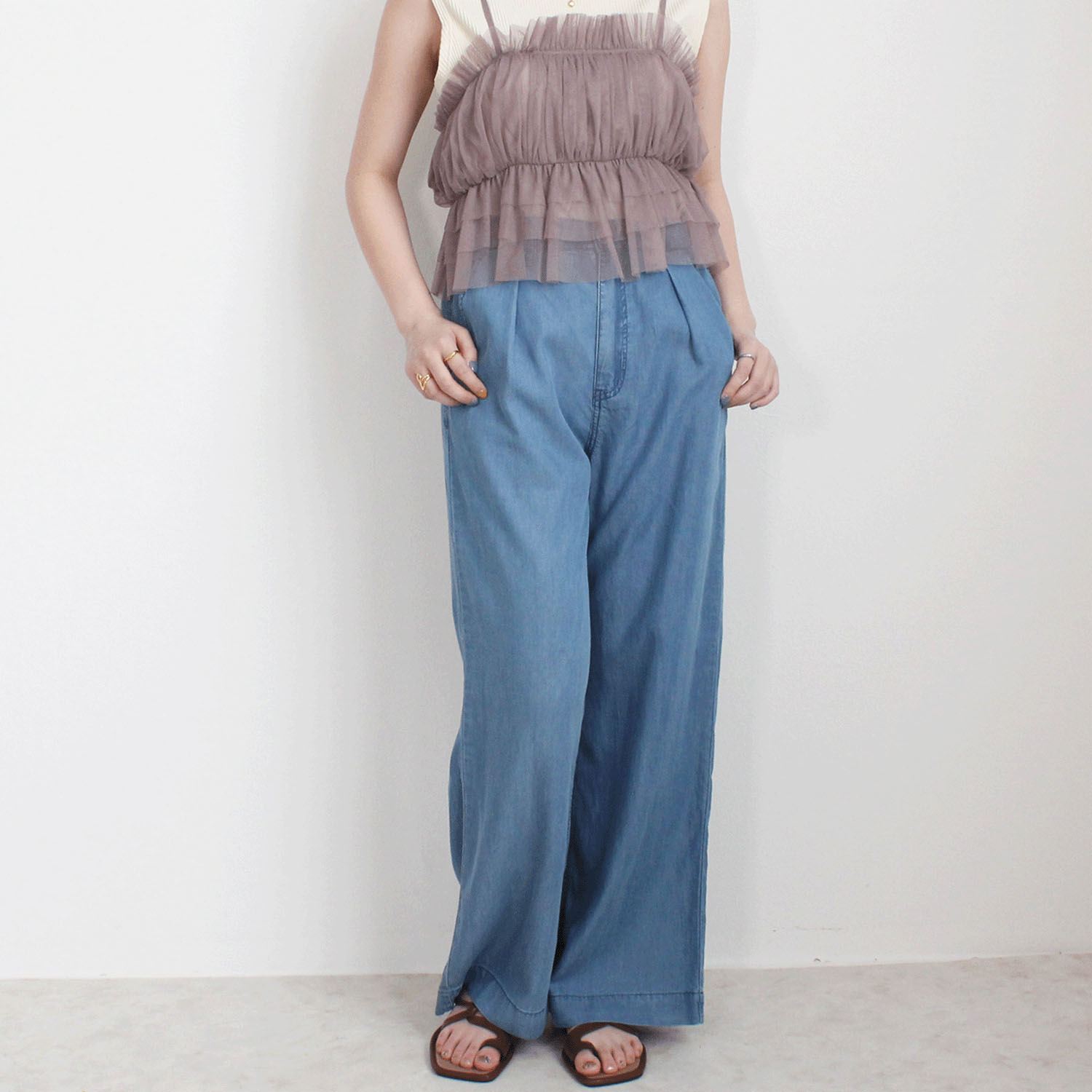 W HEART クールデニムワイドパンツ - 画像6