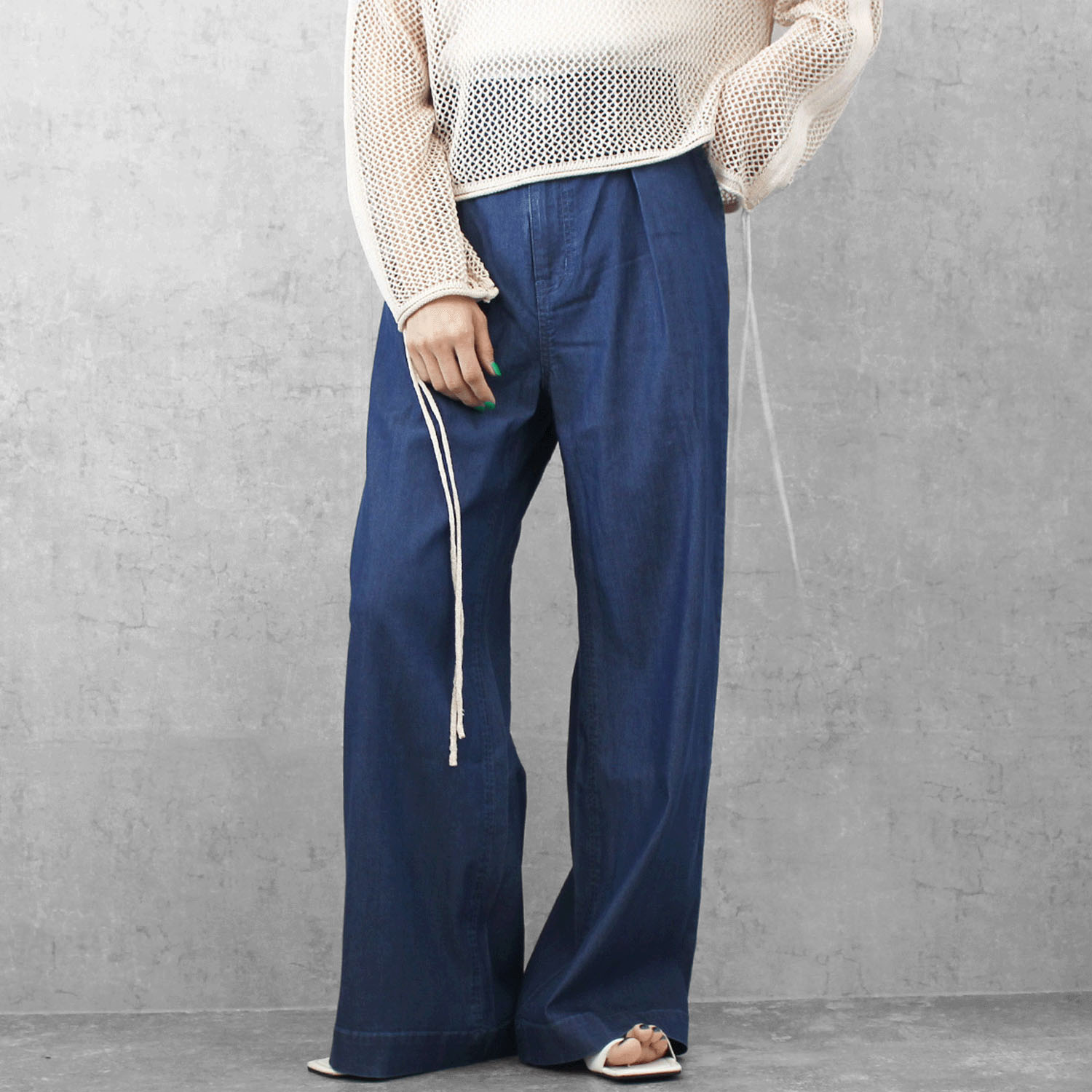 W HEART クールデニムワイドパンツ