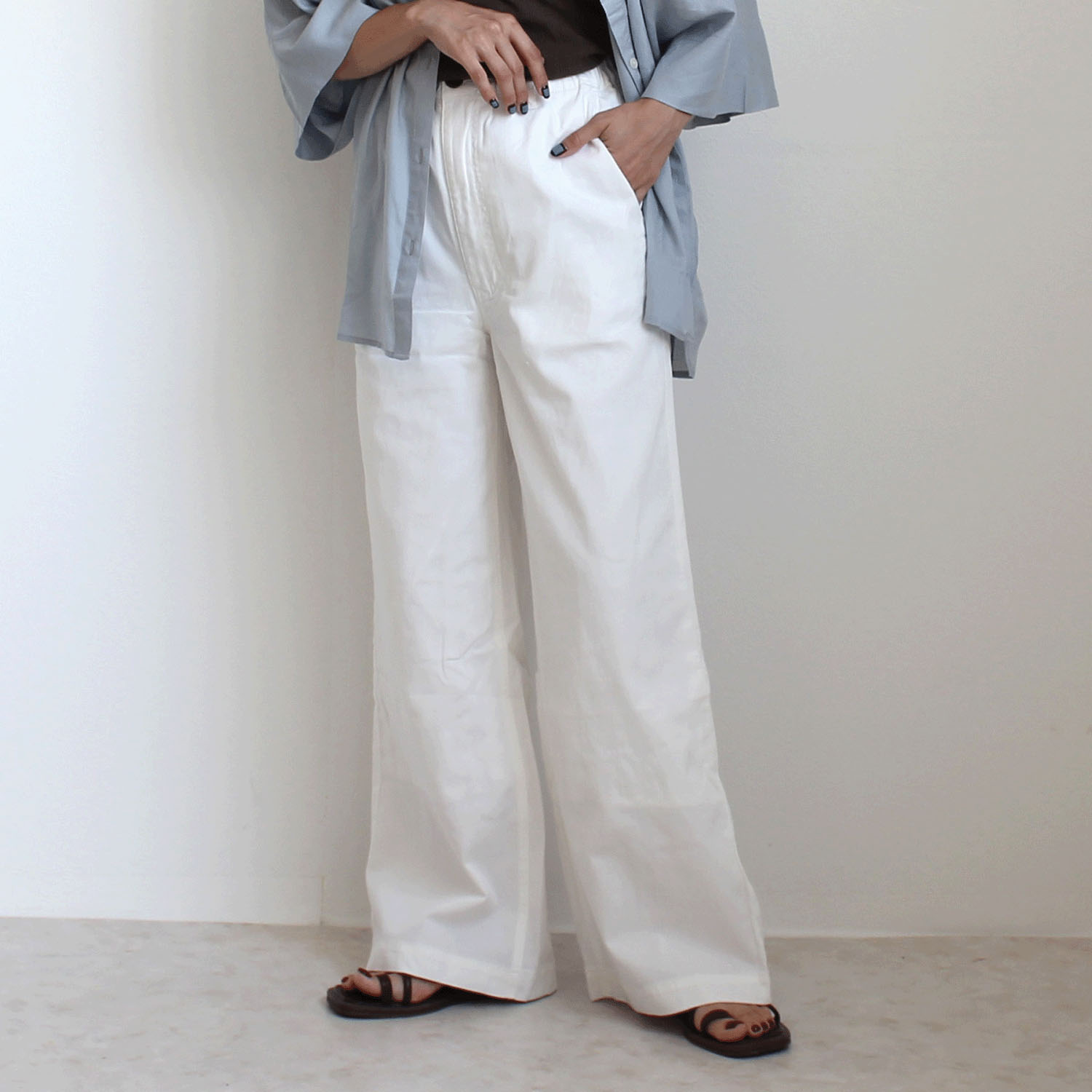 W HEART 麻混デニムワイドパンツ - 画像4