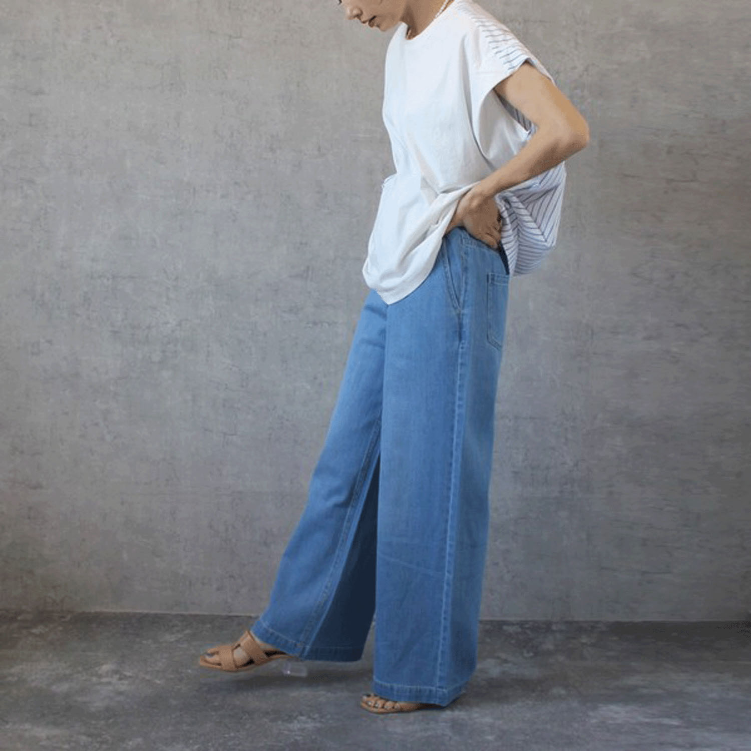 W HEART 麻混デニムワイドパンツ - 画像9