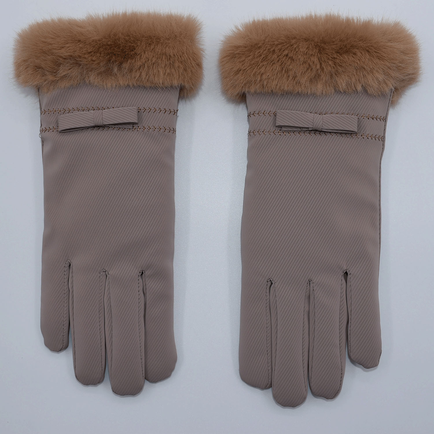 ファー＆リボンショート手袋 - 画像2