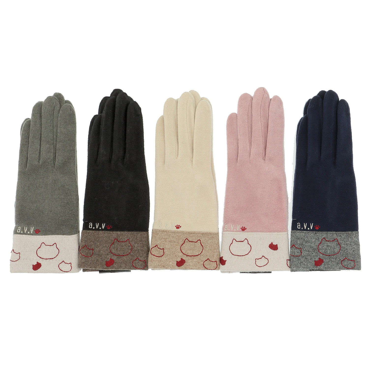 a．v．v ネコ刺繍手袋 - 画像1