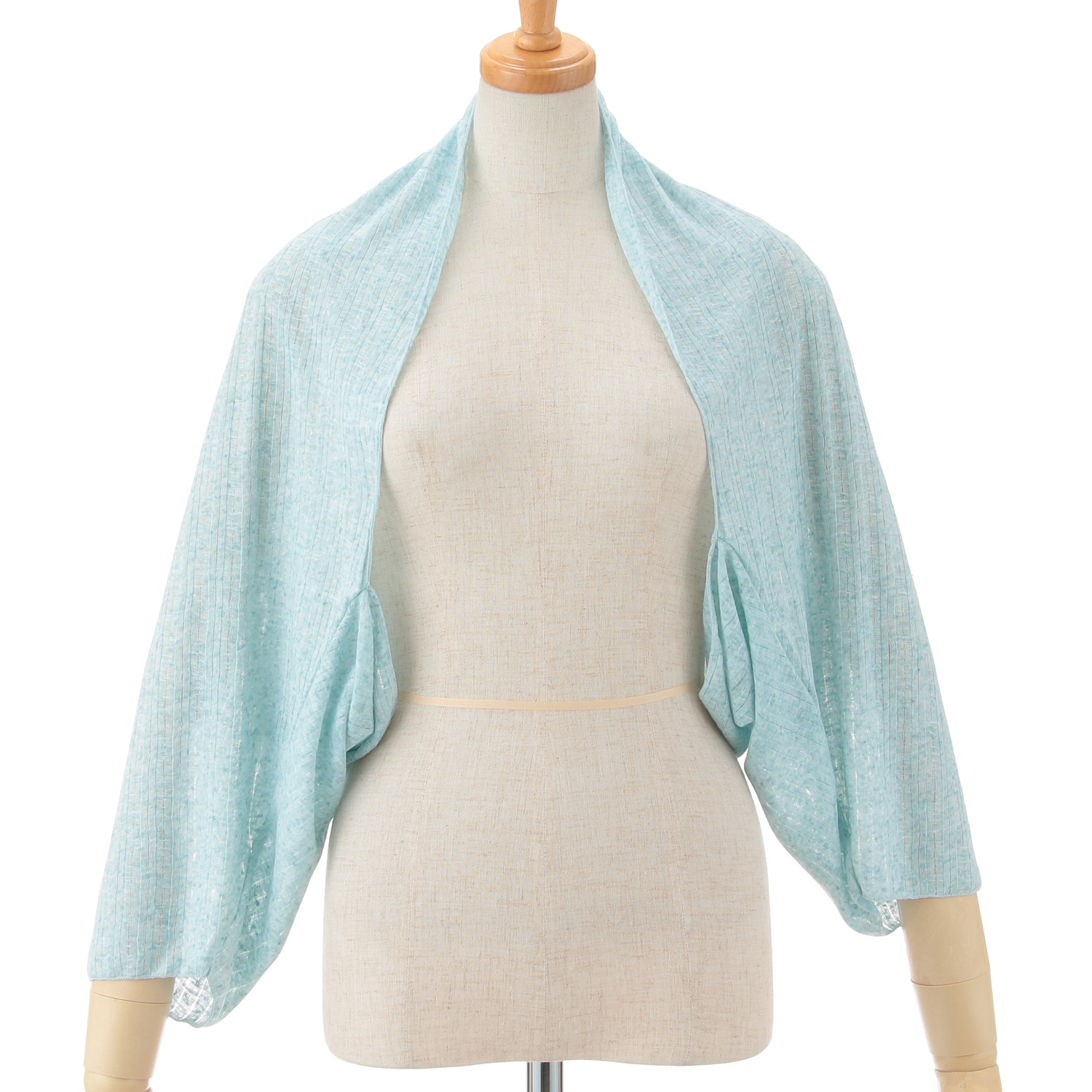 麻混透かしストライプボレロ - 画像2