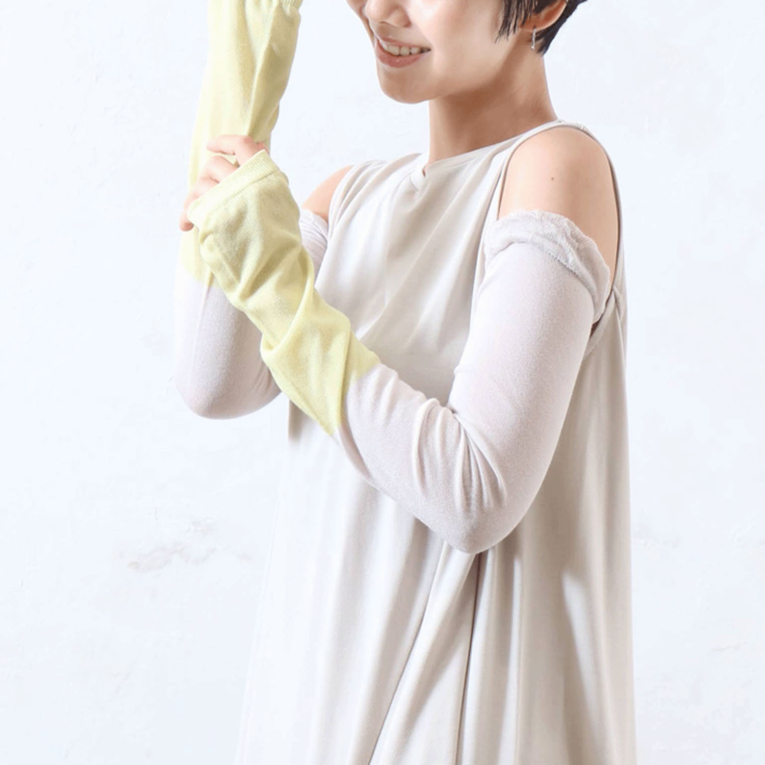 竹繊維バイカラーアームカバー - 画像5