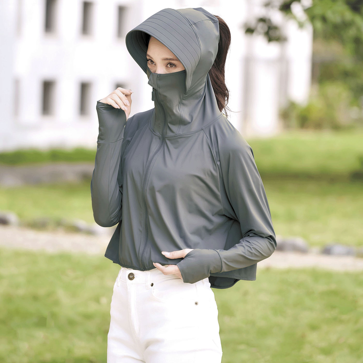 【チャコール、ラベンダー終了】Sun Block LAB 爽壁 フェイスガードUVパーカー - 画像13