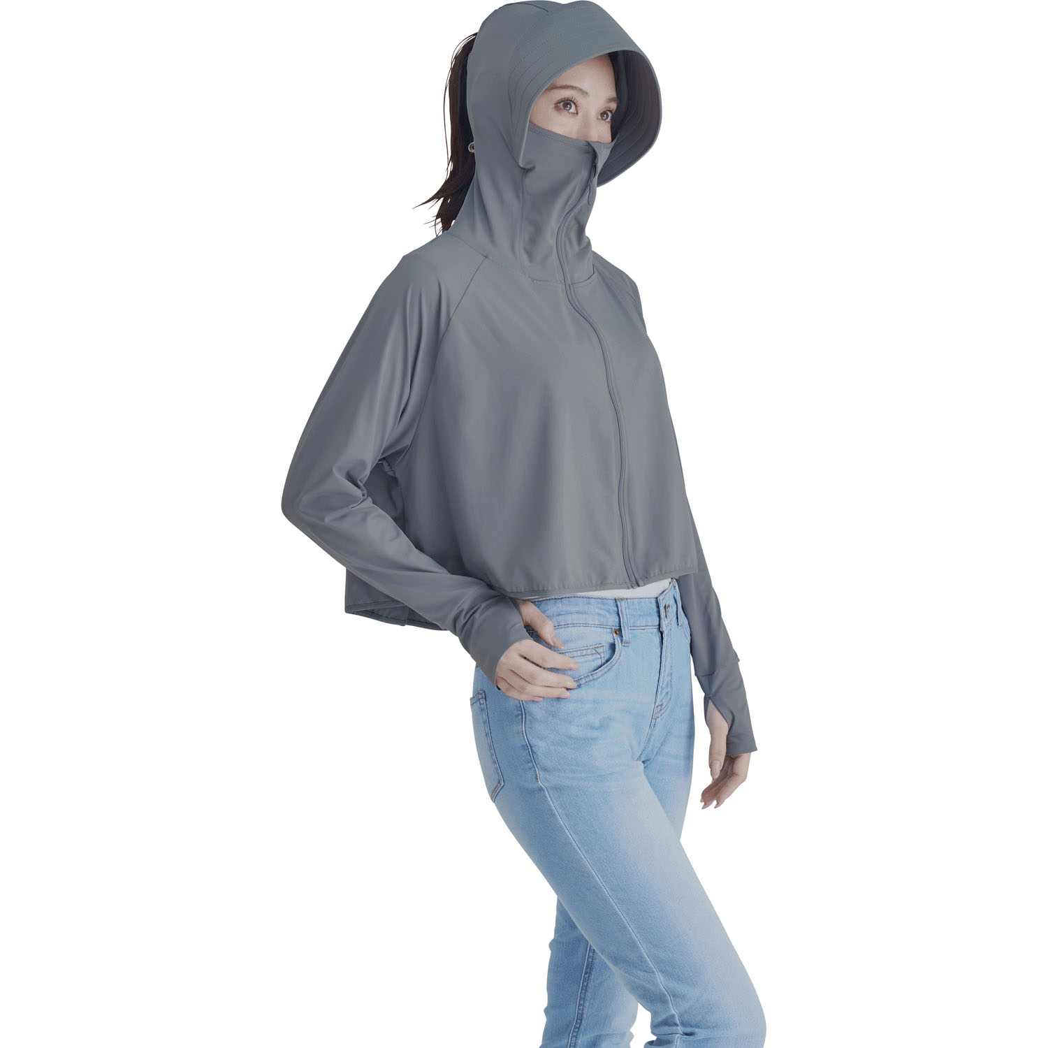 【チャコール、ラベンダー終了】Sun Block LAB 爽壁 フェイスガードUVパーカー - 画像3