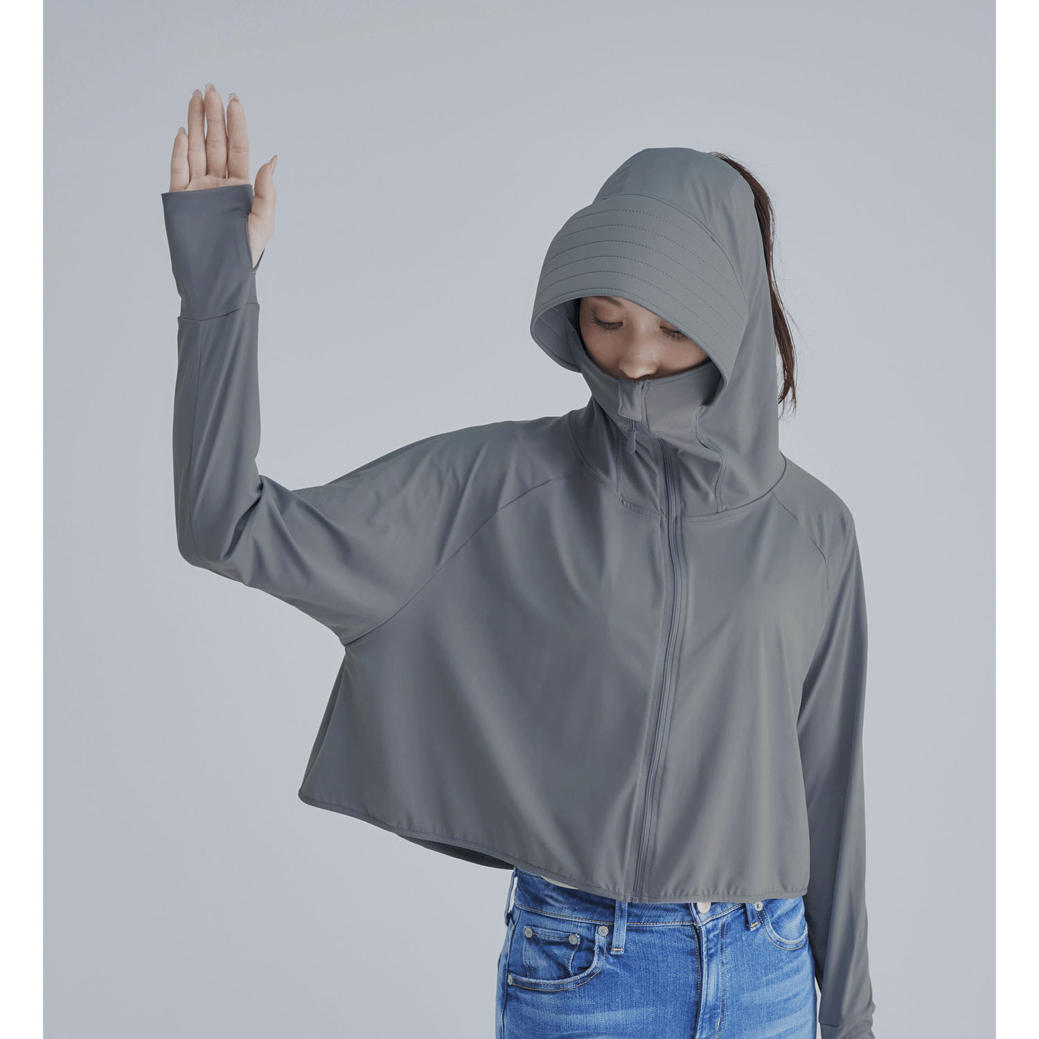 【チャコール、ラベンダー終了】Sun Block LAB 爽壁 フェイスガードUVパーカー - 画像7