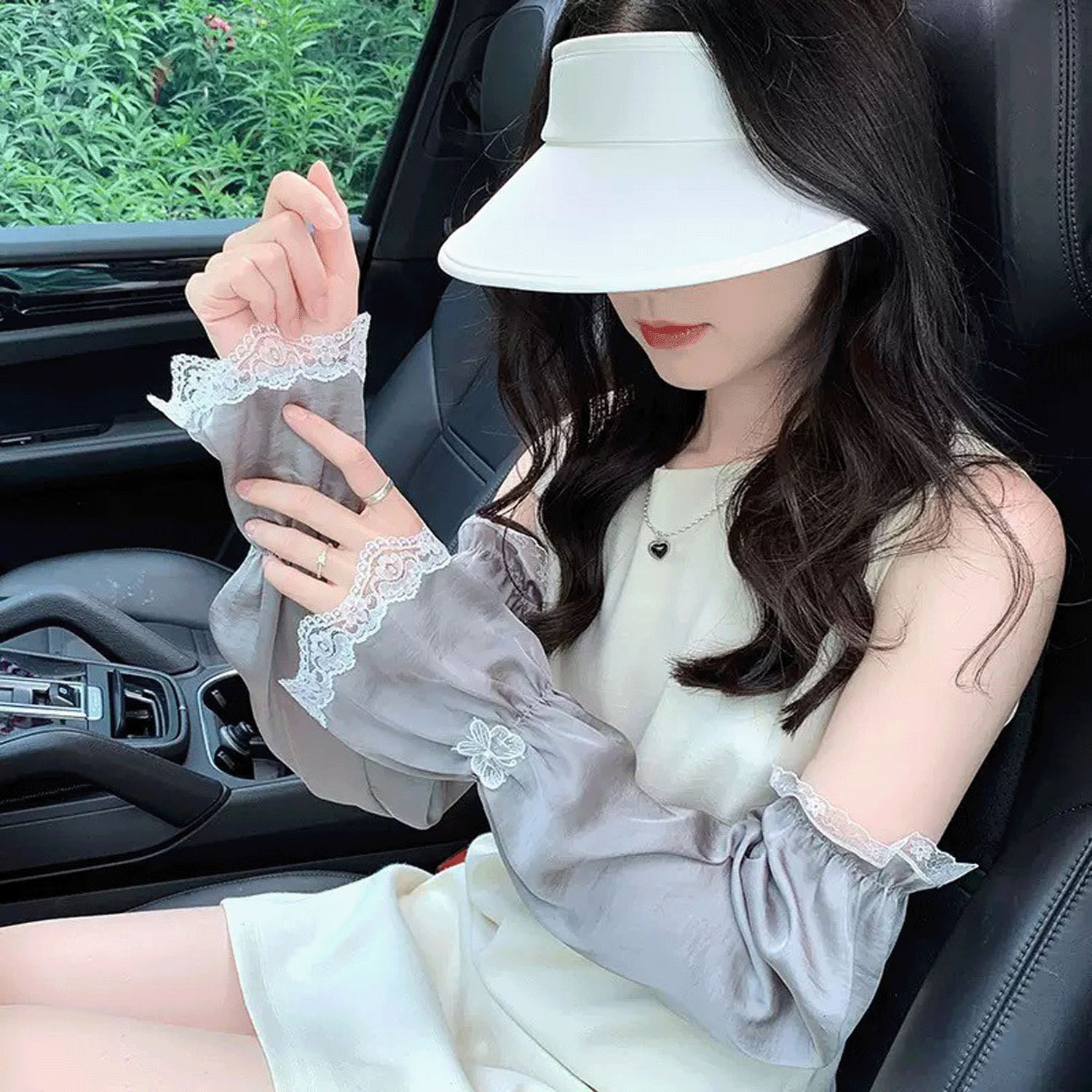 サテン調アームカバー - 画像1