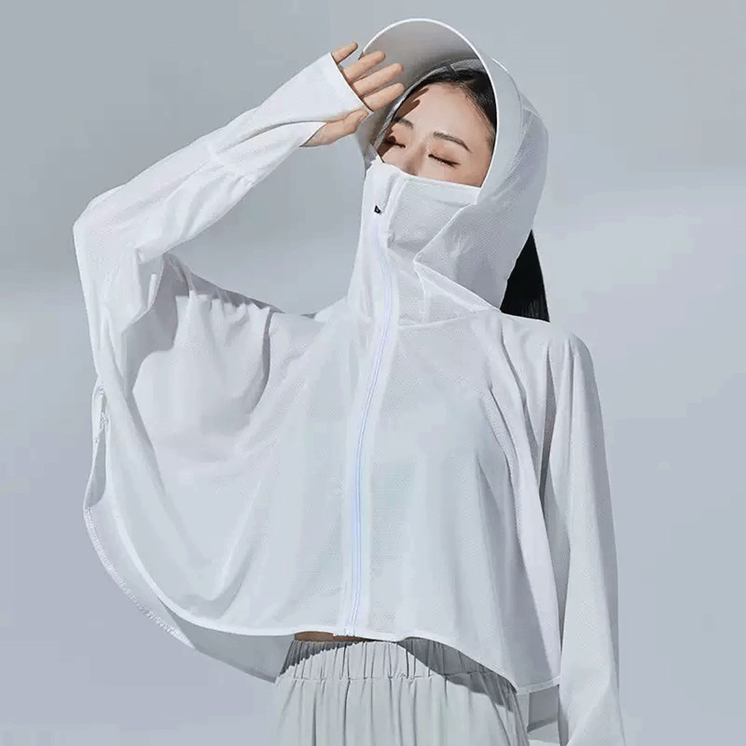 UVフード付きメッシュパーカー