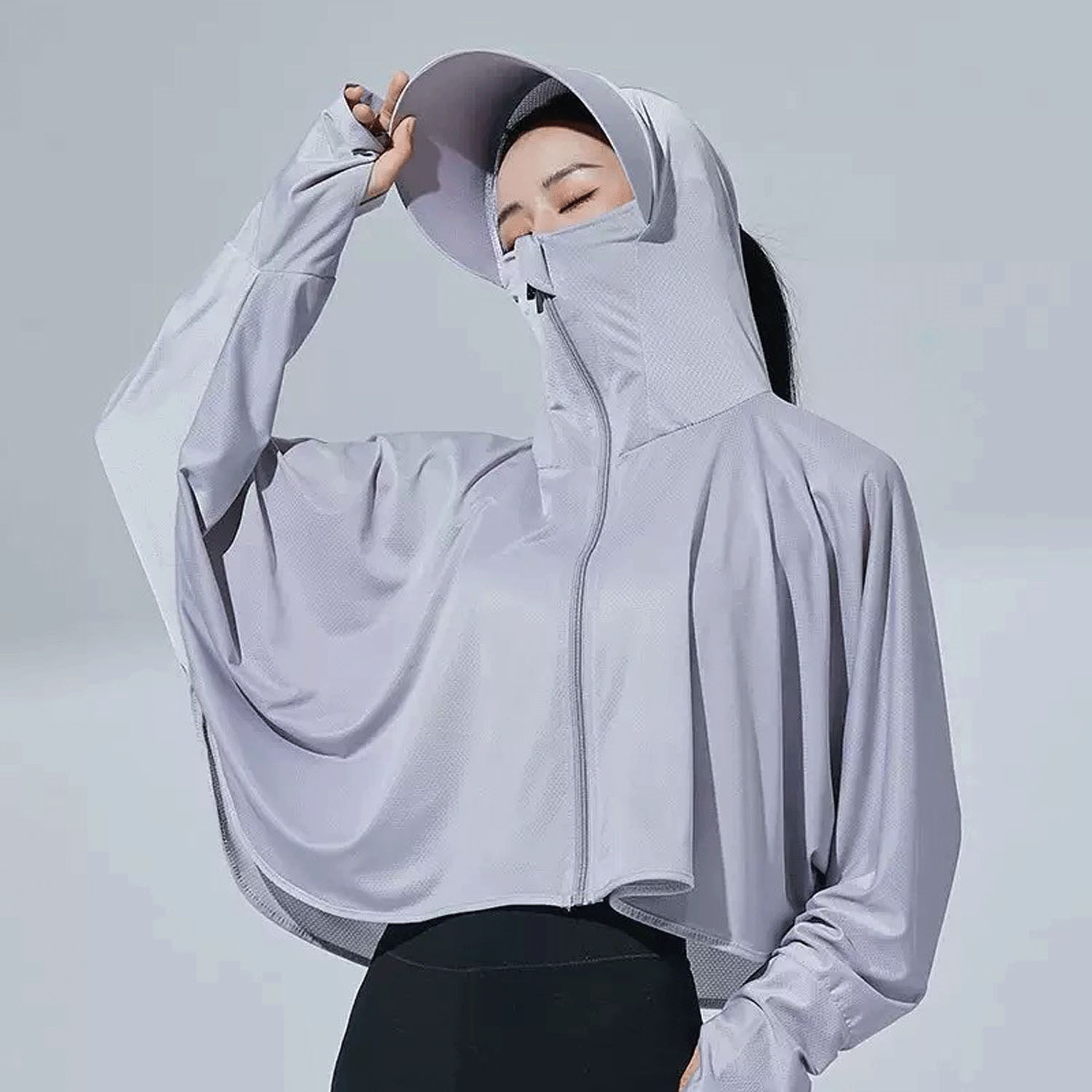 UVフード付きメッシュパーカー