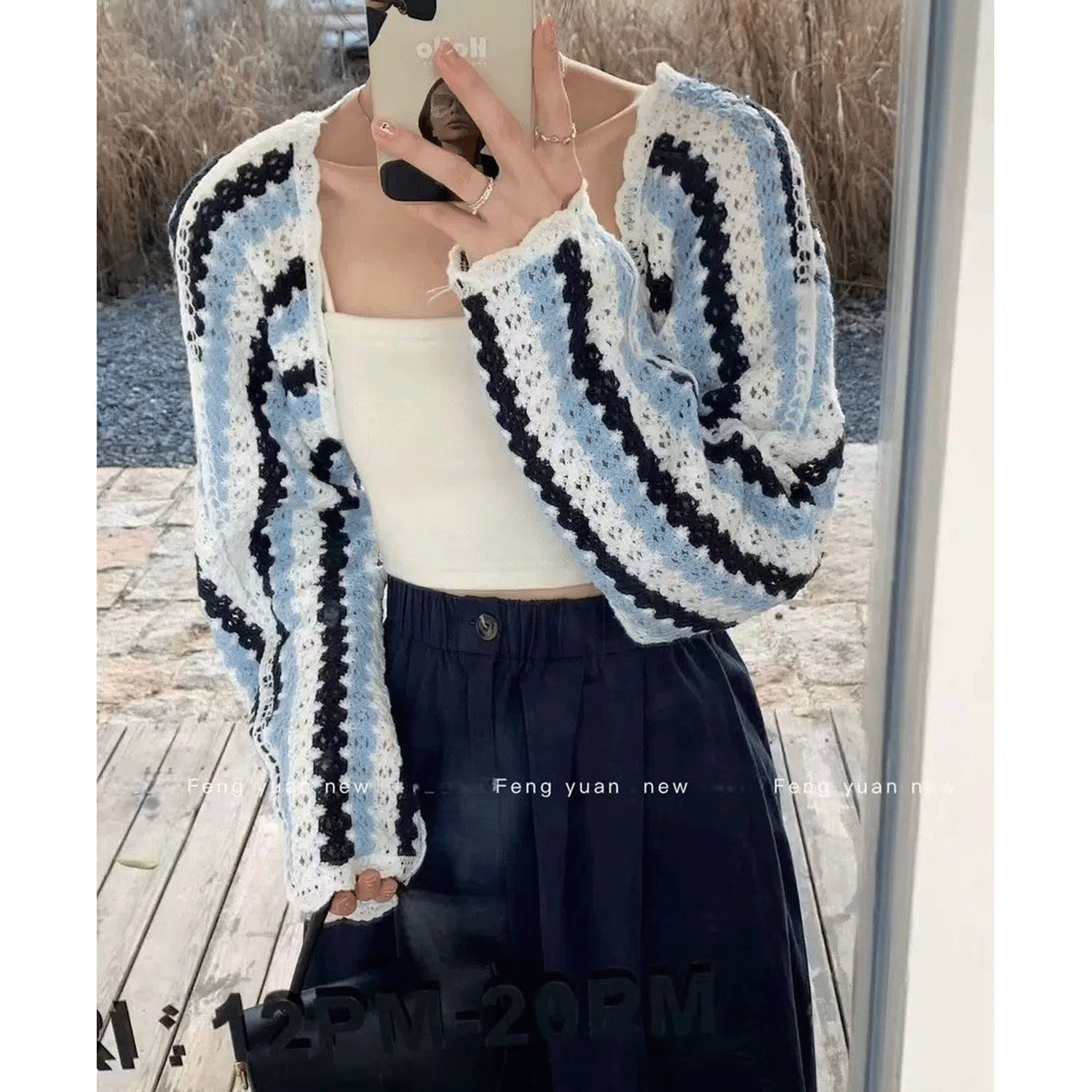 ニットアームボレロ ストライプ - 画像3