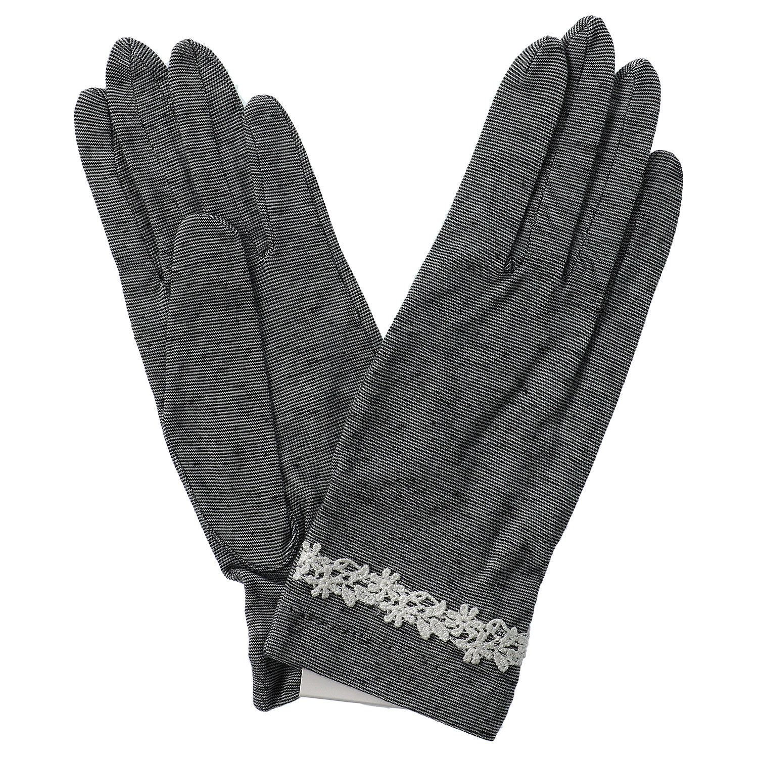 麻入りジャガードボーダー手袋 5指 - 画像3