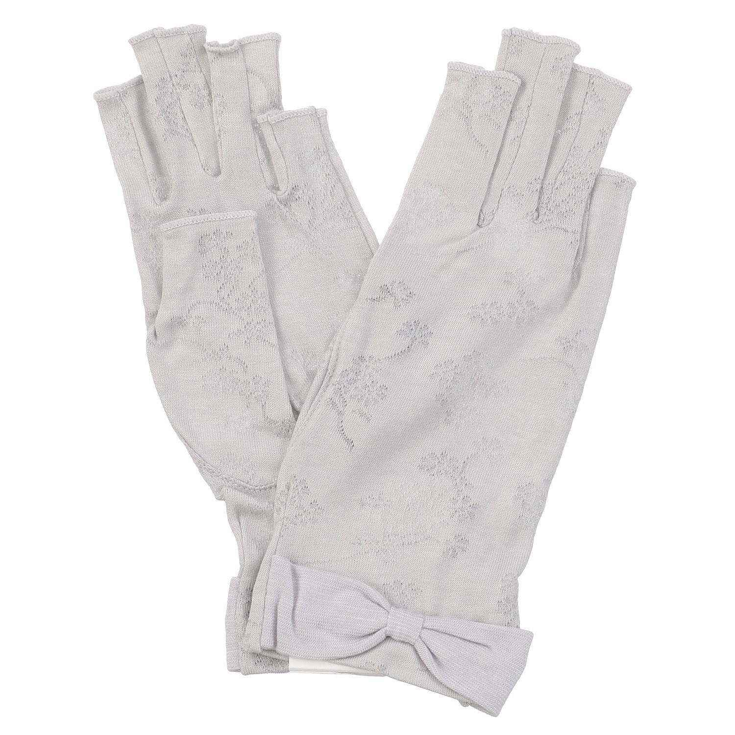 麻入りジャガード指切手袋 - 画像2