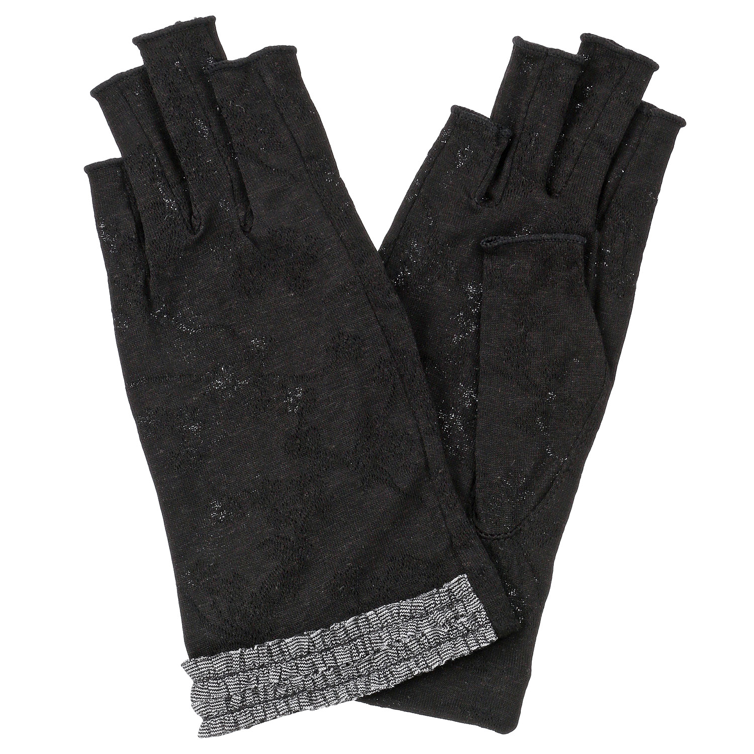 麻入りジャガード指切手袋 - 画像3