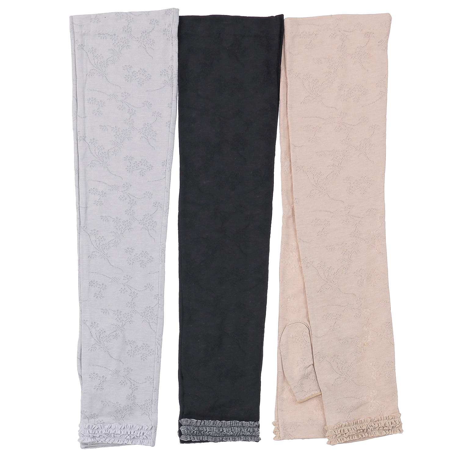 麻入りジャガード指無しアームカバー