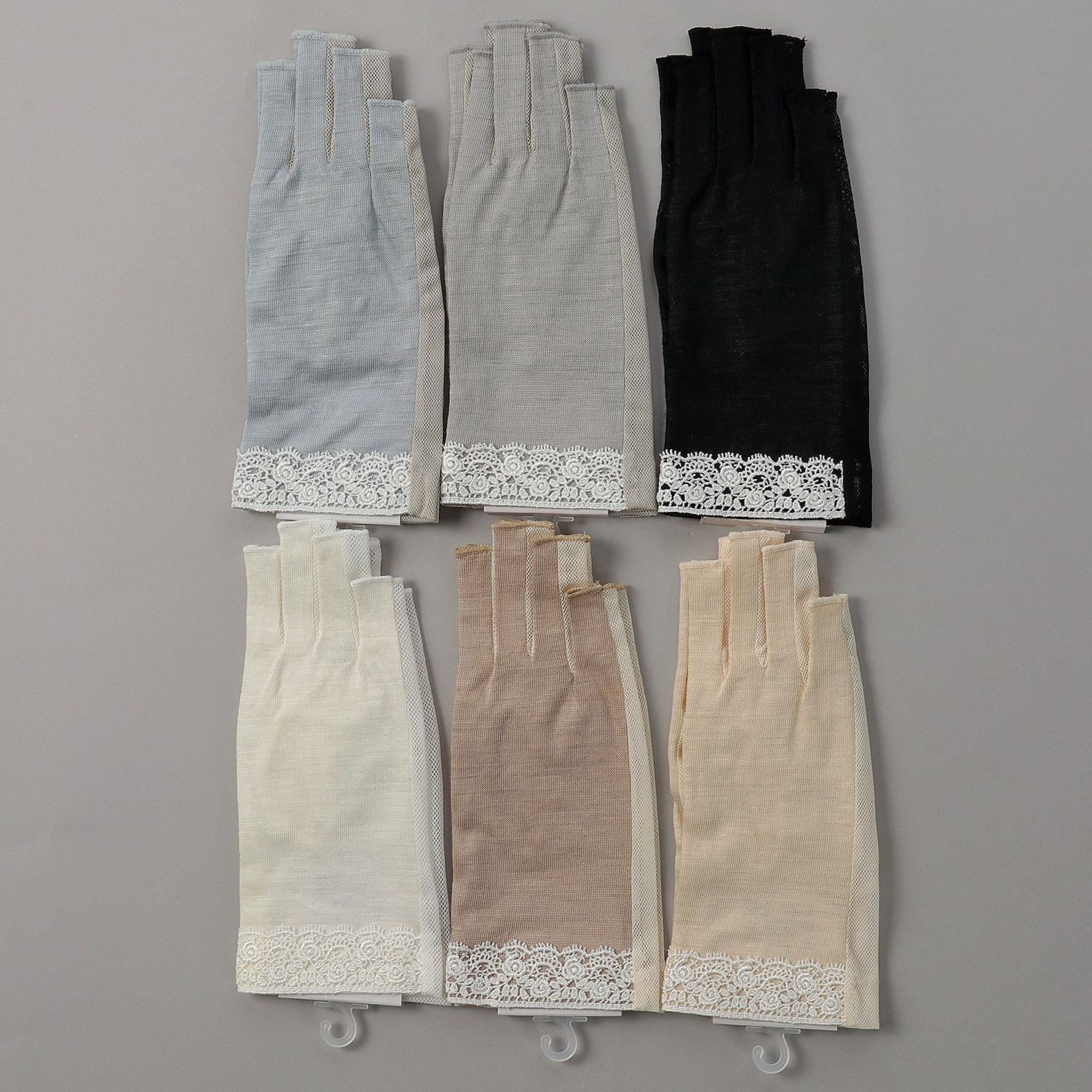 麻ショートレース指切り手袋 - 画像1