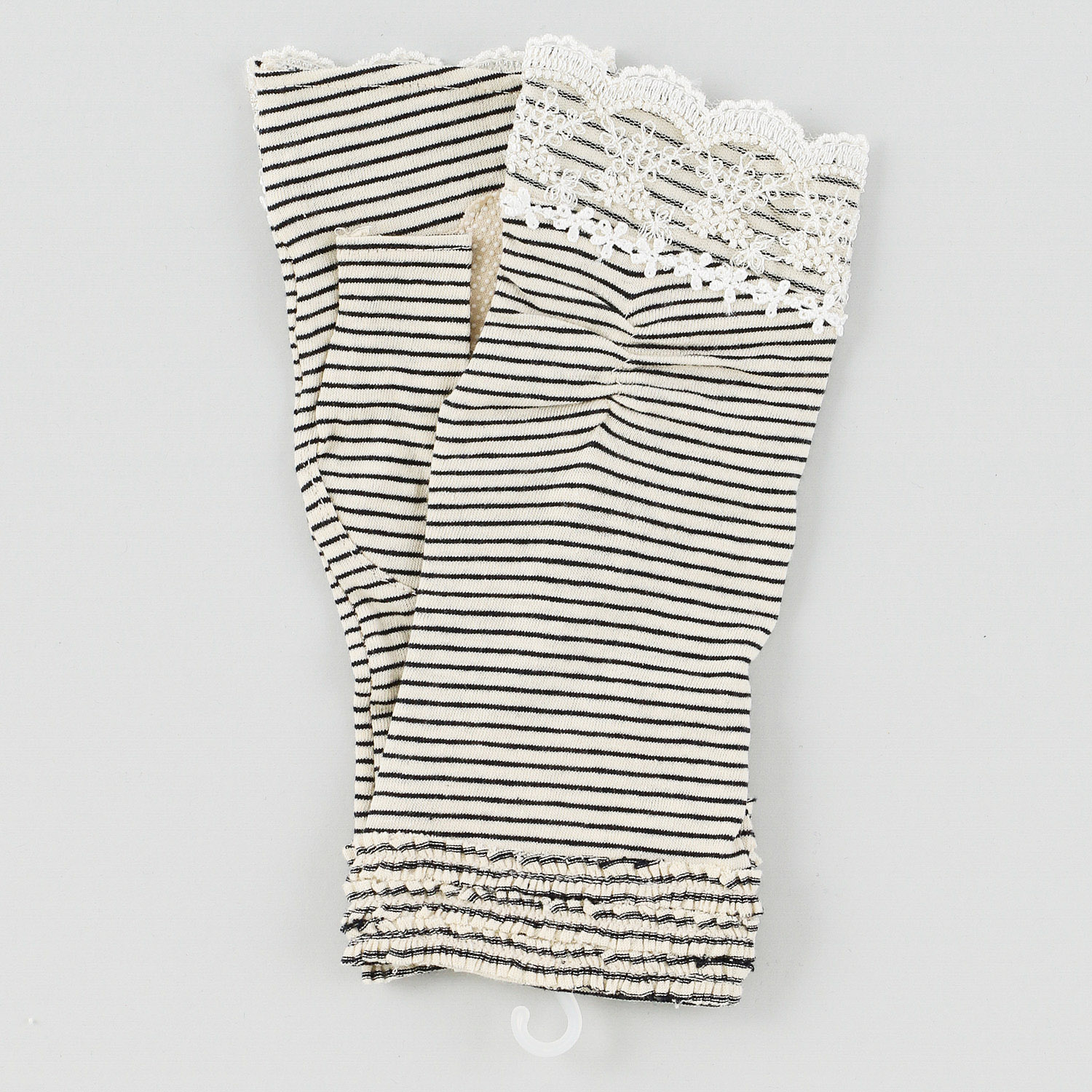 コットンリネンボーダーショートアームカバー - 画像2