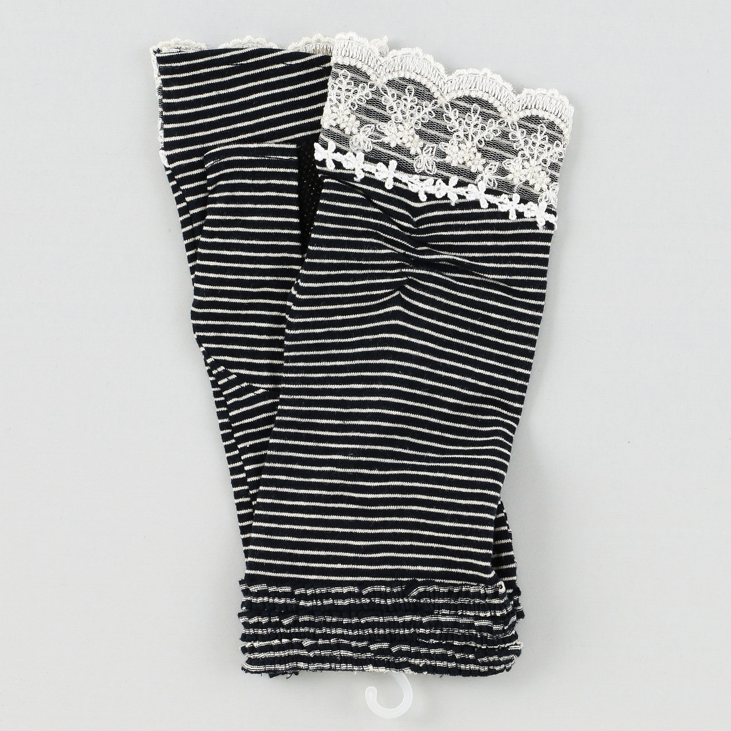 コットンリネンボーダーショートアームカバー - 画像4