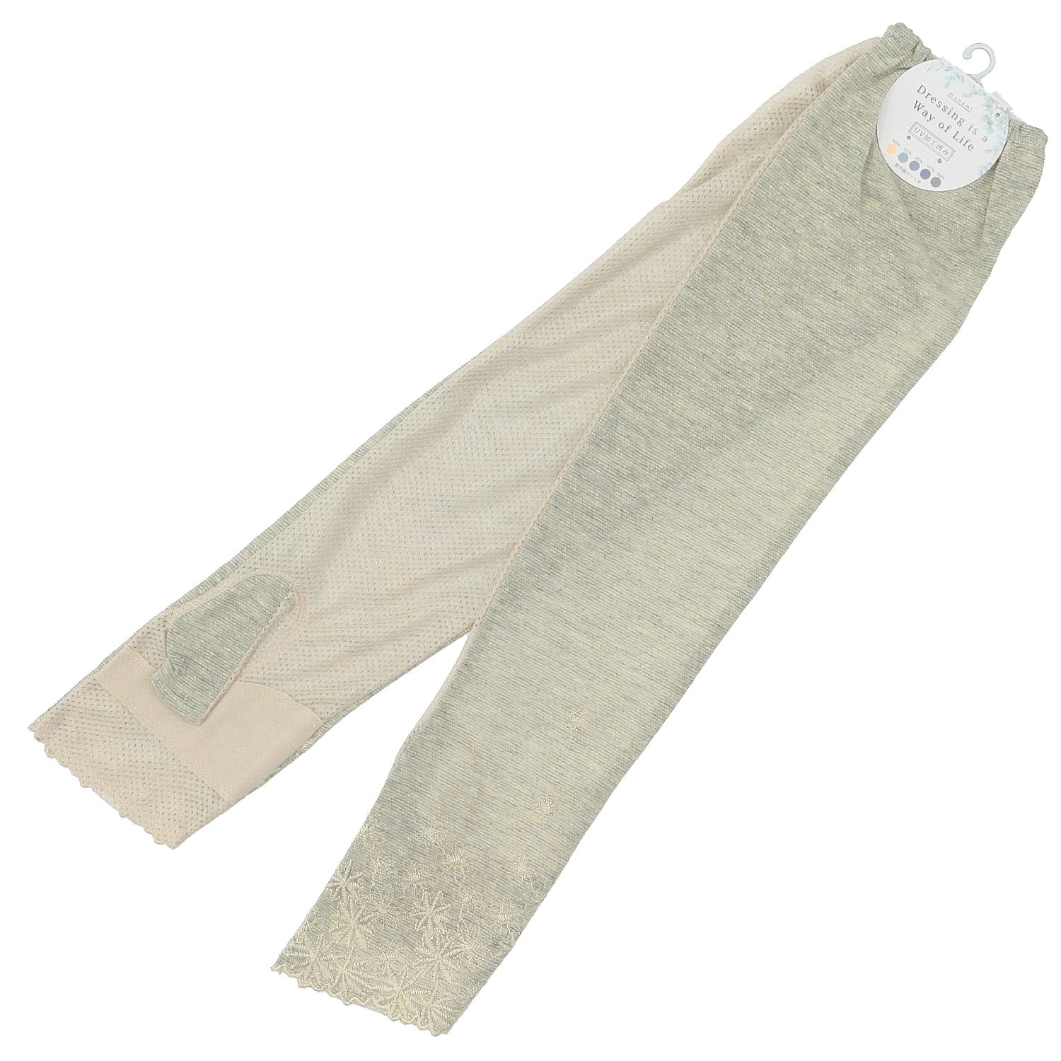 リネンコットン花刺繍ロングアームカバー