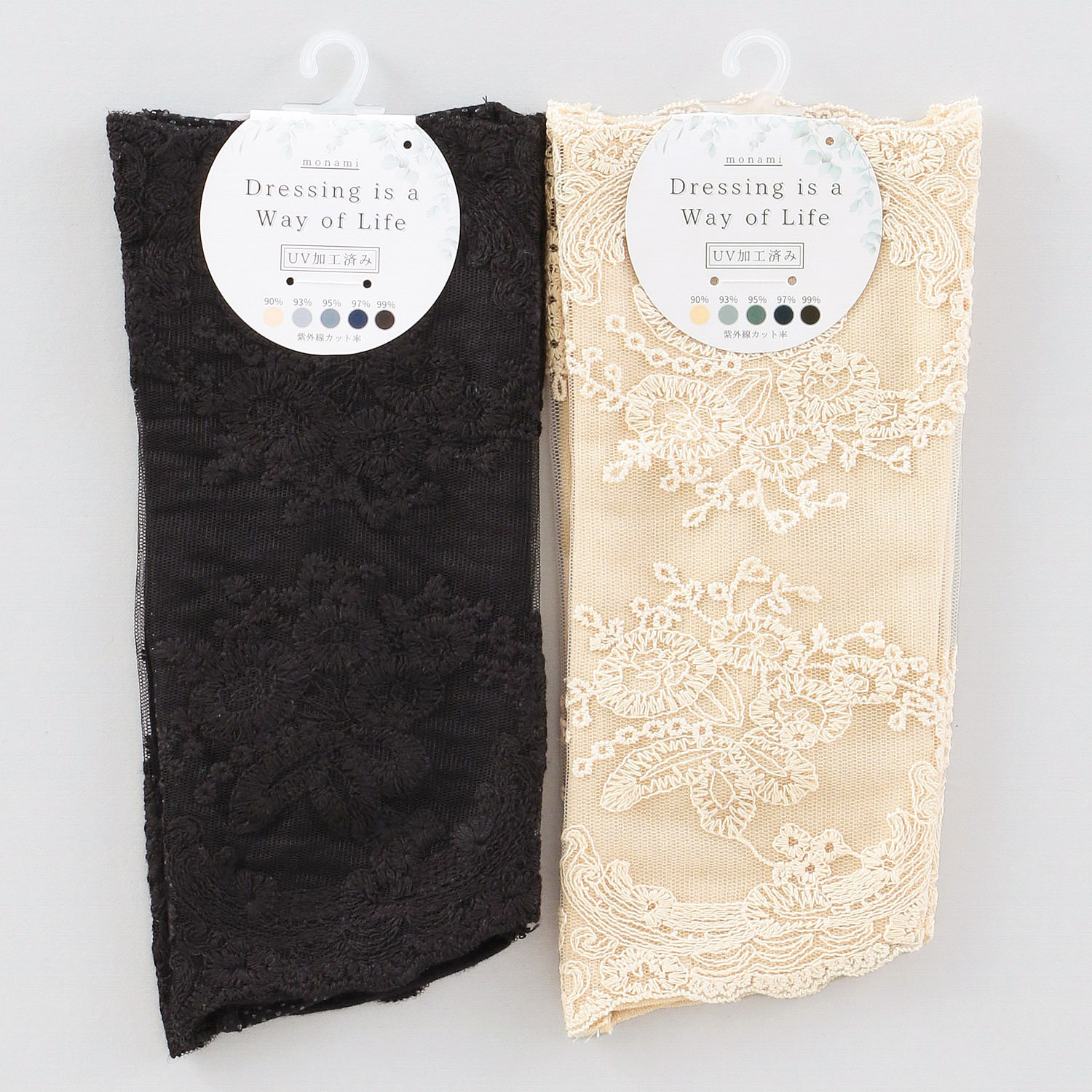 コットンアンティークレースショートアームカバー - 画像1