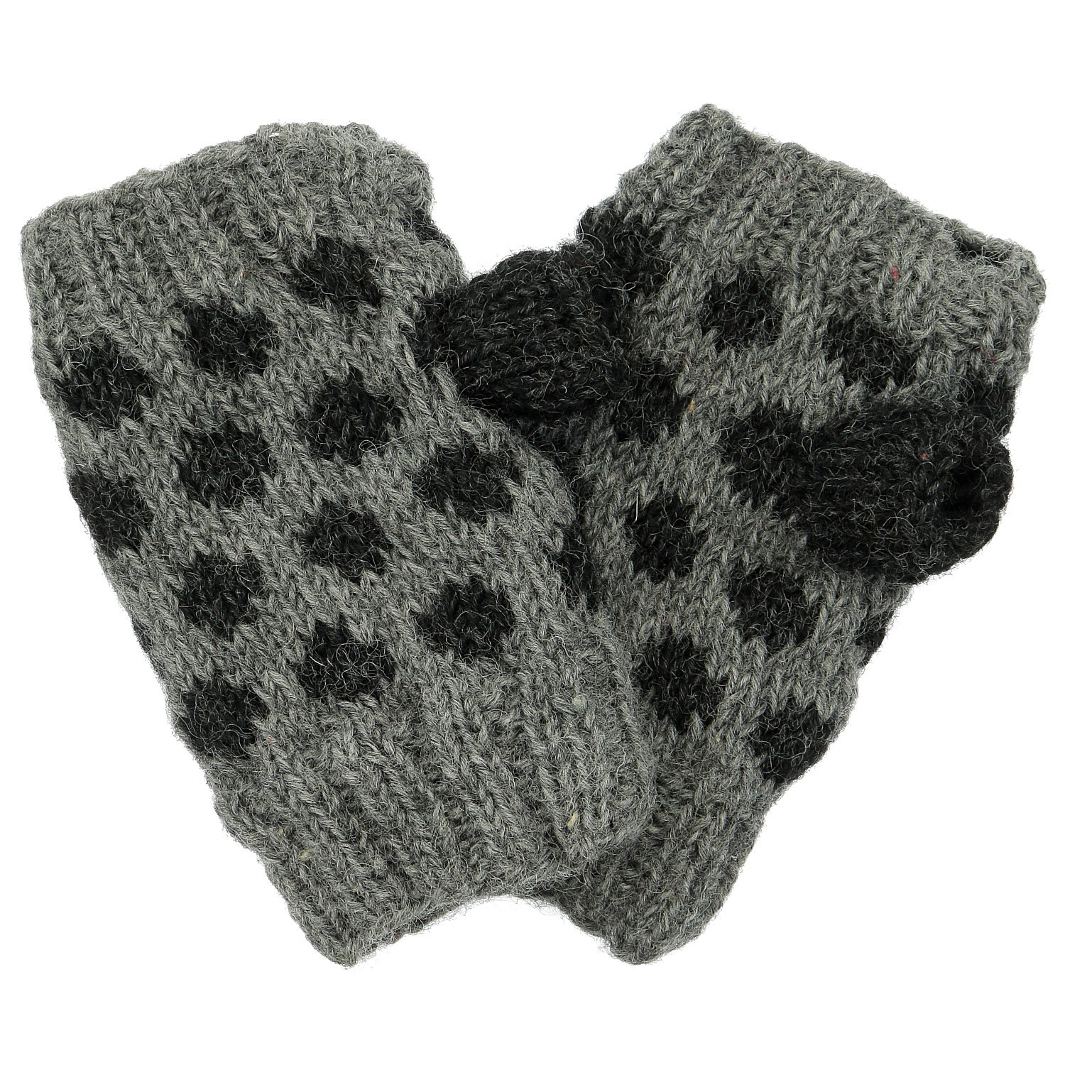 ネパール製 ドットパターンショートハンドウォーマ－ - 画像2