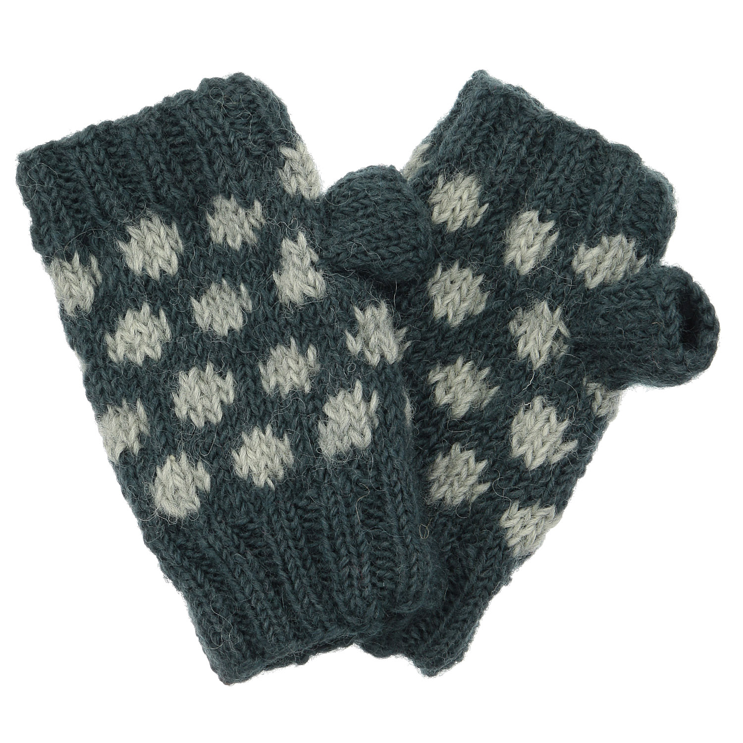 ネパール製 ドットパターンショートハンドウォーマ－ - 画像4