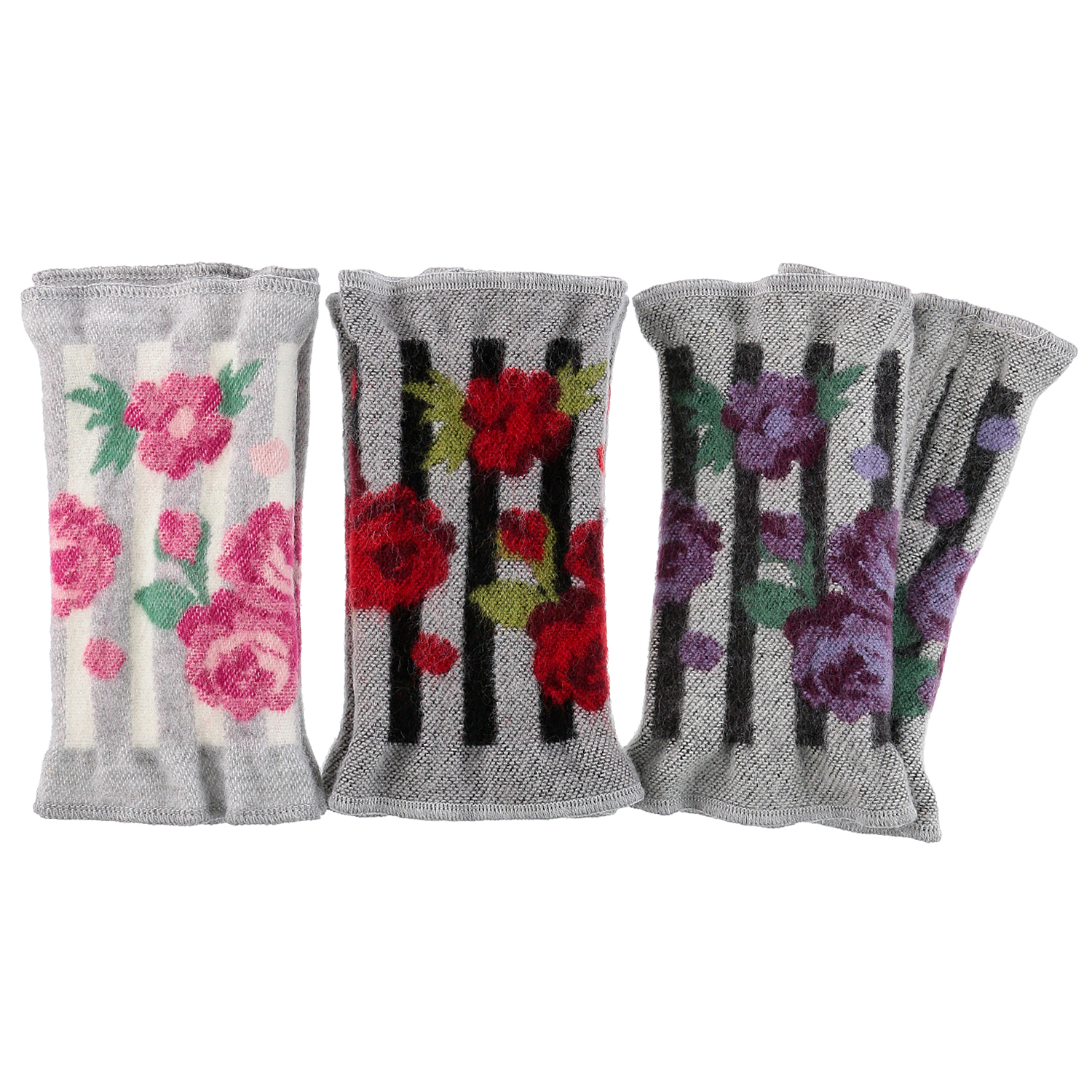 【ピンク終了】ラシクモア ストライプローズ ハンドウォーマー - 画像1