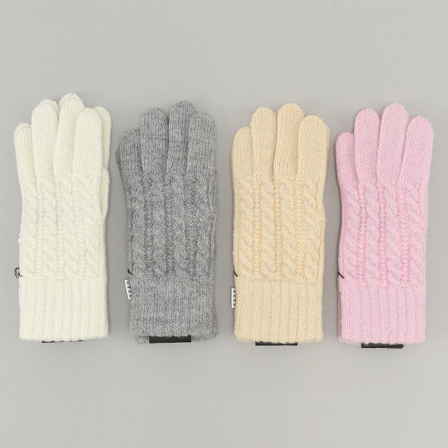 ELLE ラメケーブルニット手袋 - 画像1
