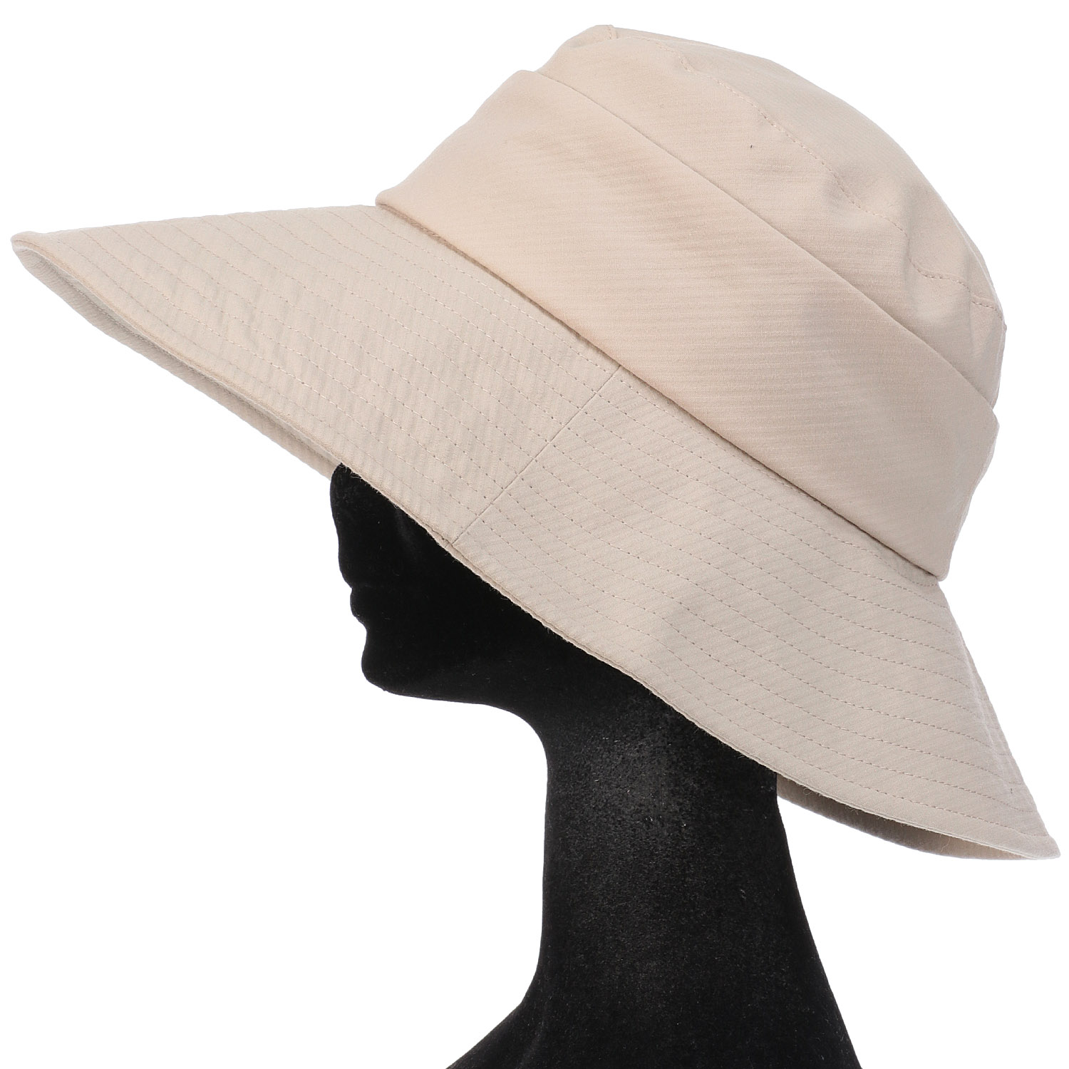 エリートシャポー 遮光綿シルクサッカーつば広ハット - 画像2