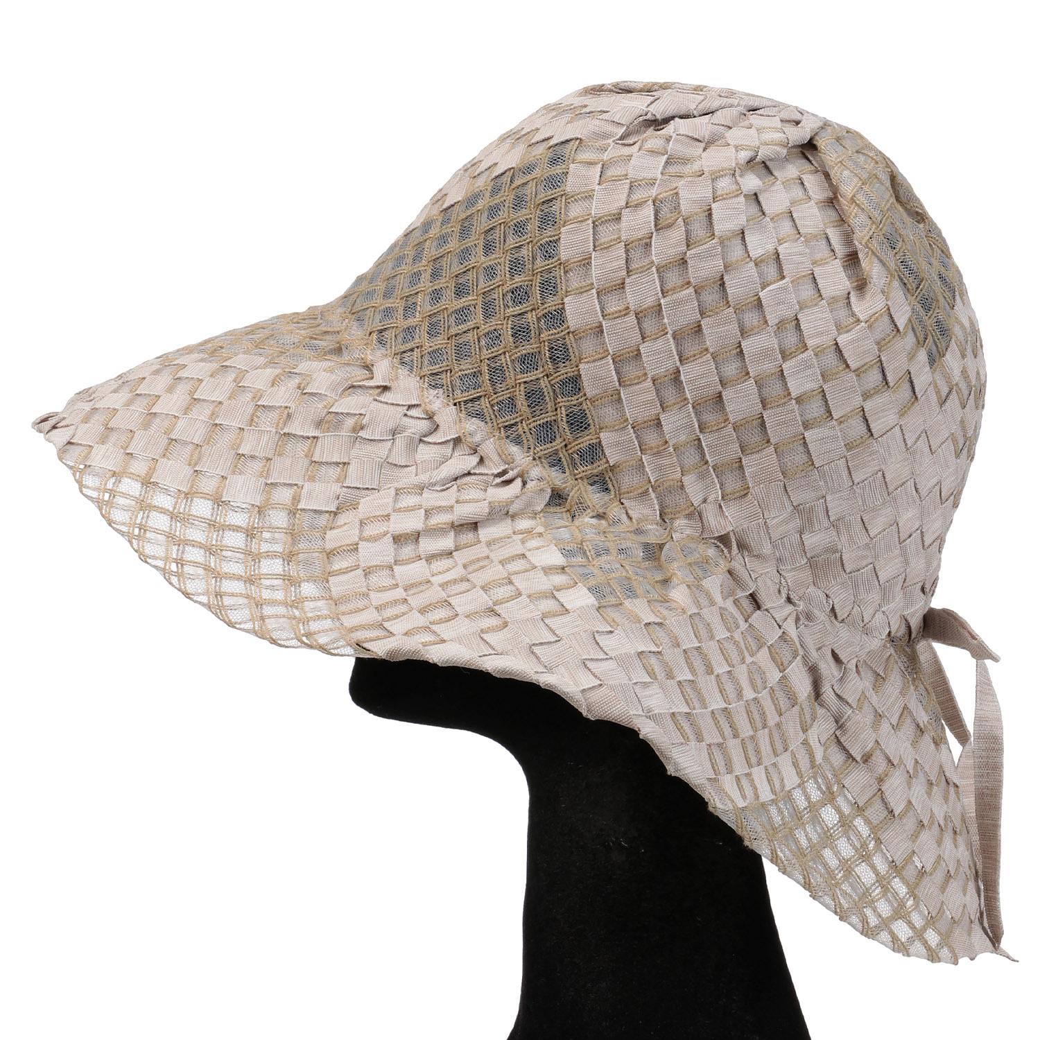 ブロック手編みリボン付きハット - 画像3