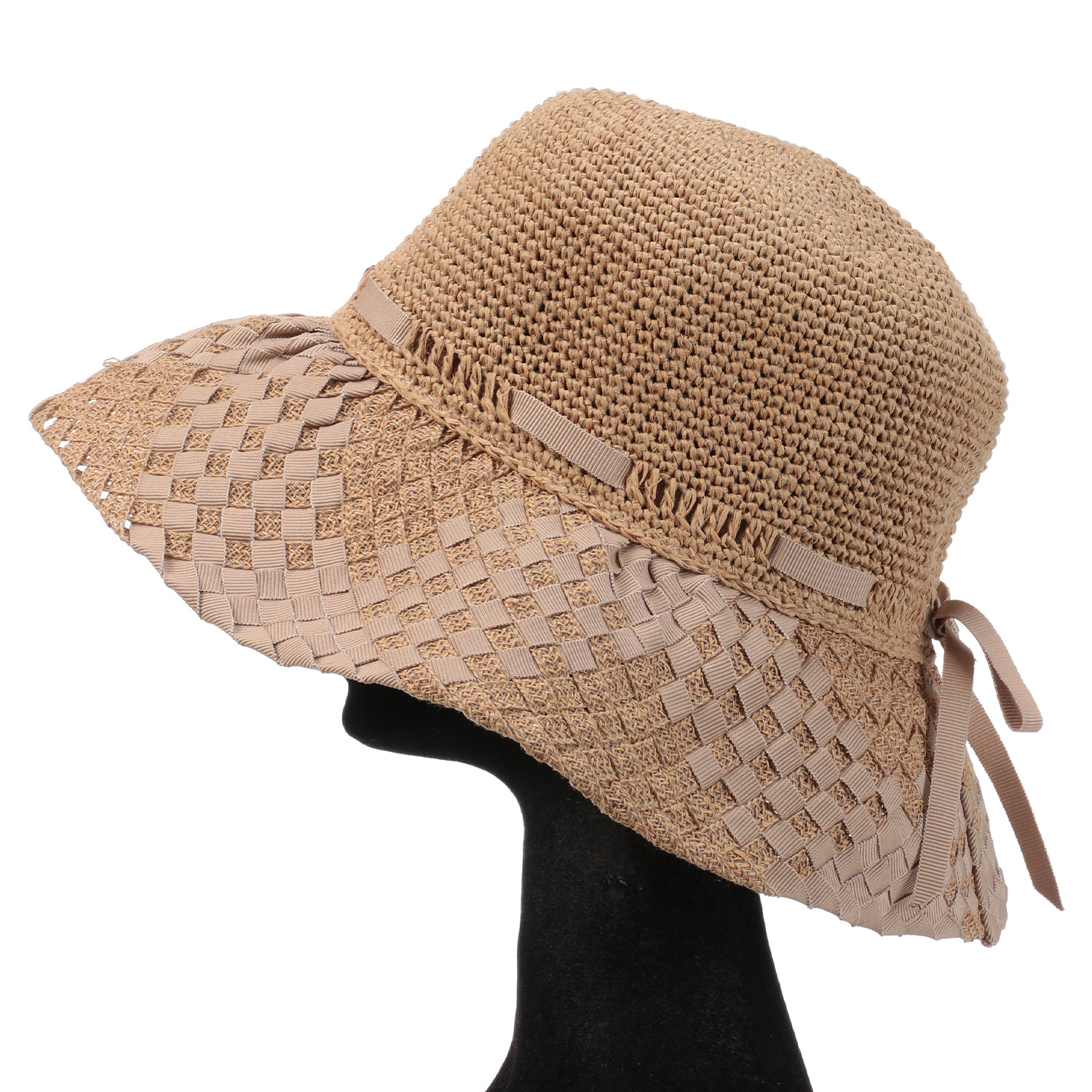 ミックス手編みリボンハット - 画像3