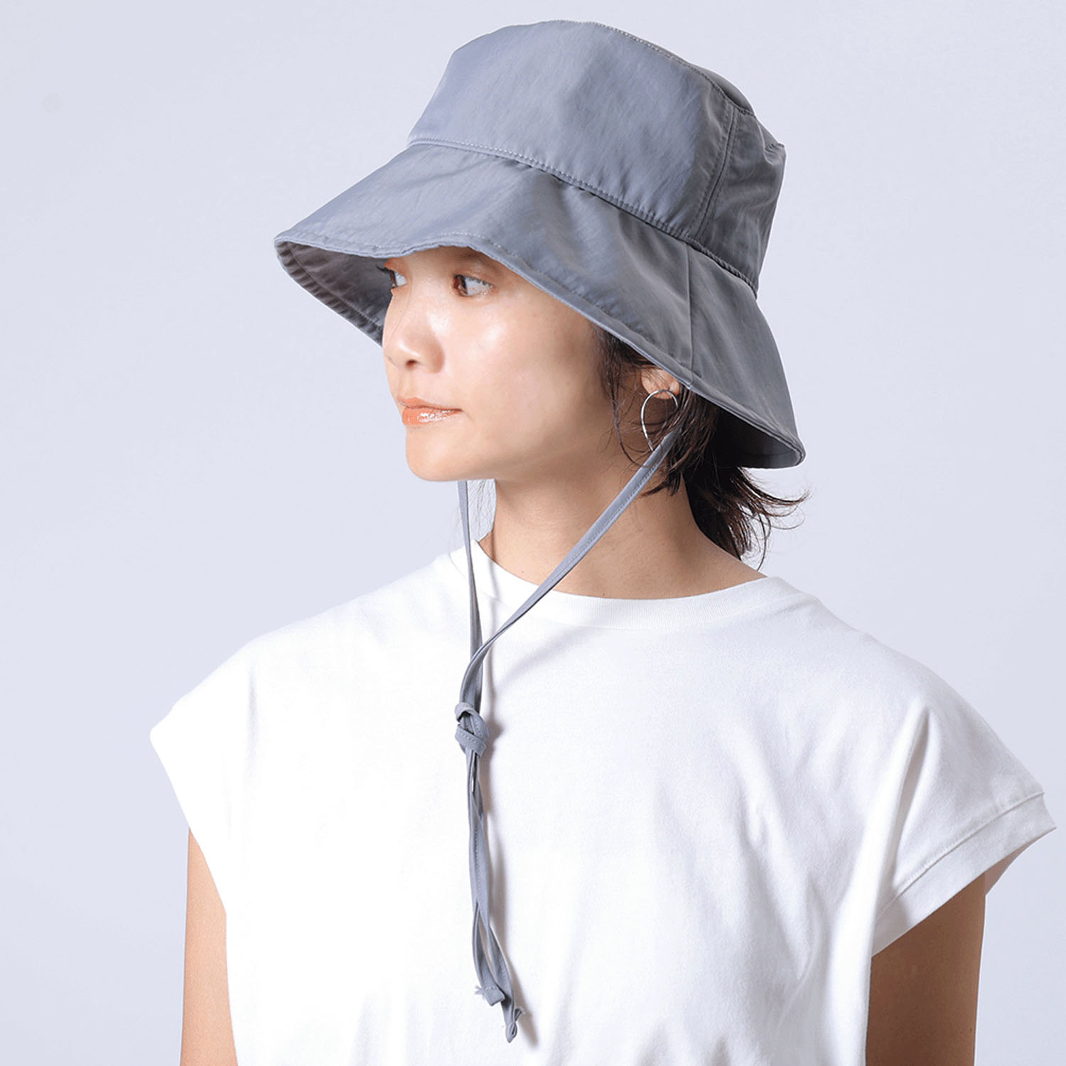 アレンジできる配色リボン紐付 撥水バケットハット - 画像1