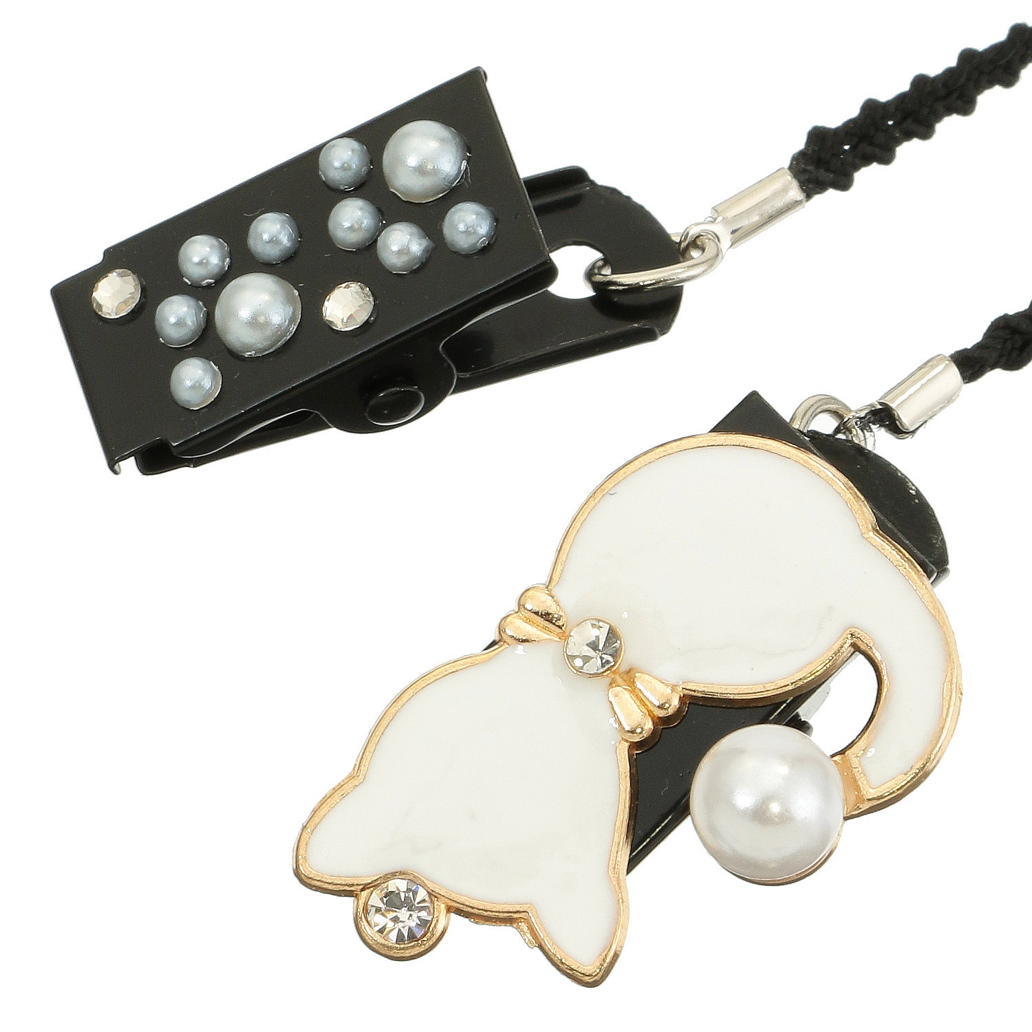 日本製 帽子クリップ 猫＆パール - 画像2