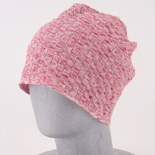 格子ミックス柄コットンニット帽 - 画像2