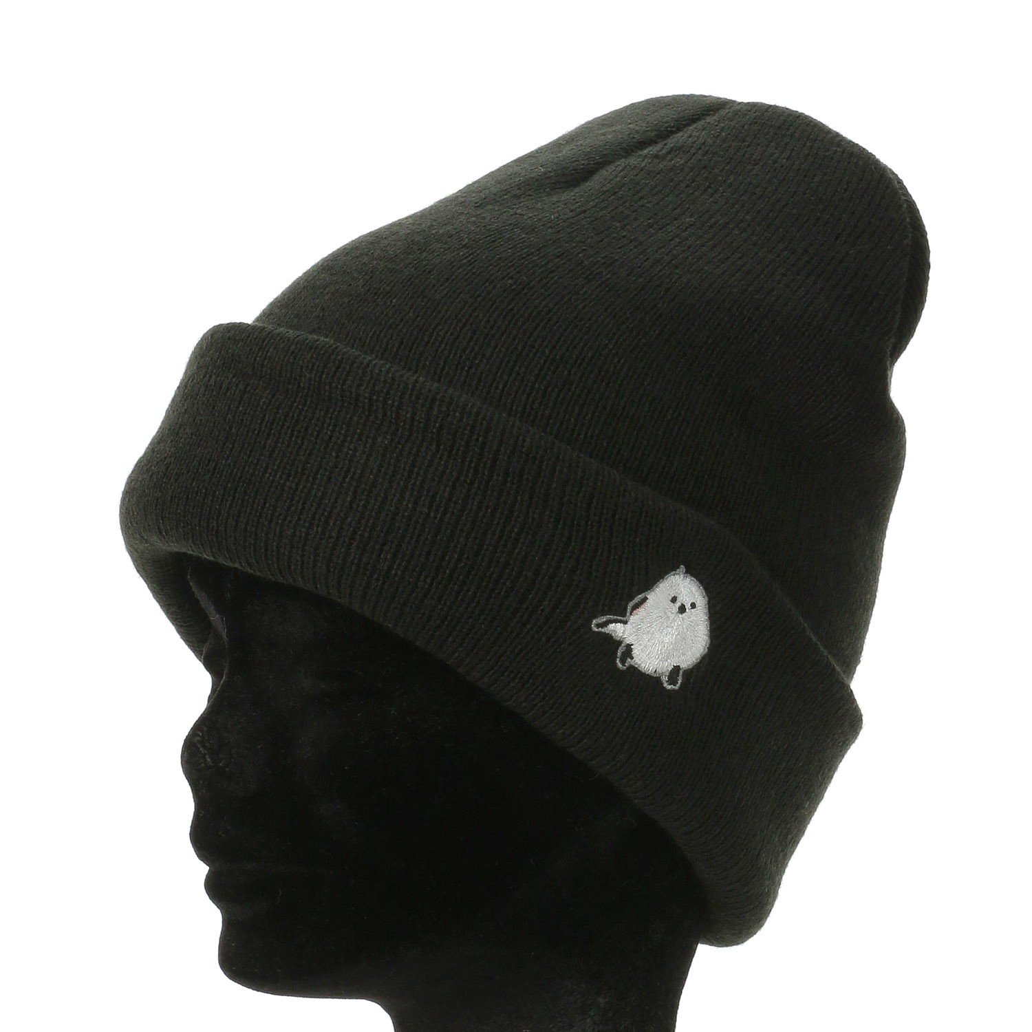 シマエナガ刺繍 ポイントシマダニット帽 - 画像2