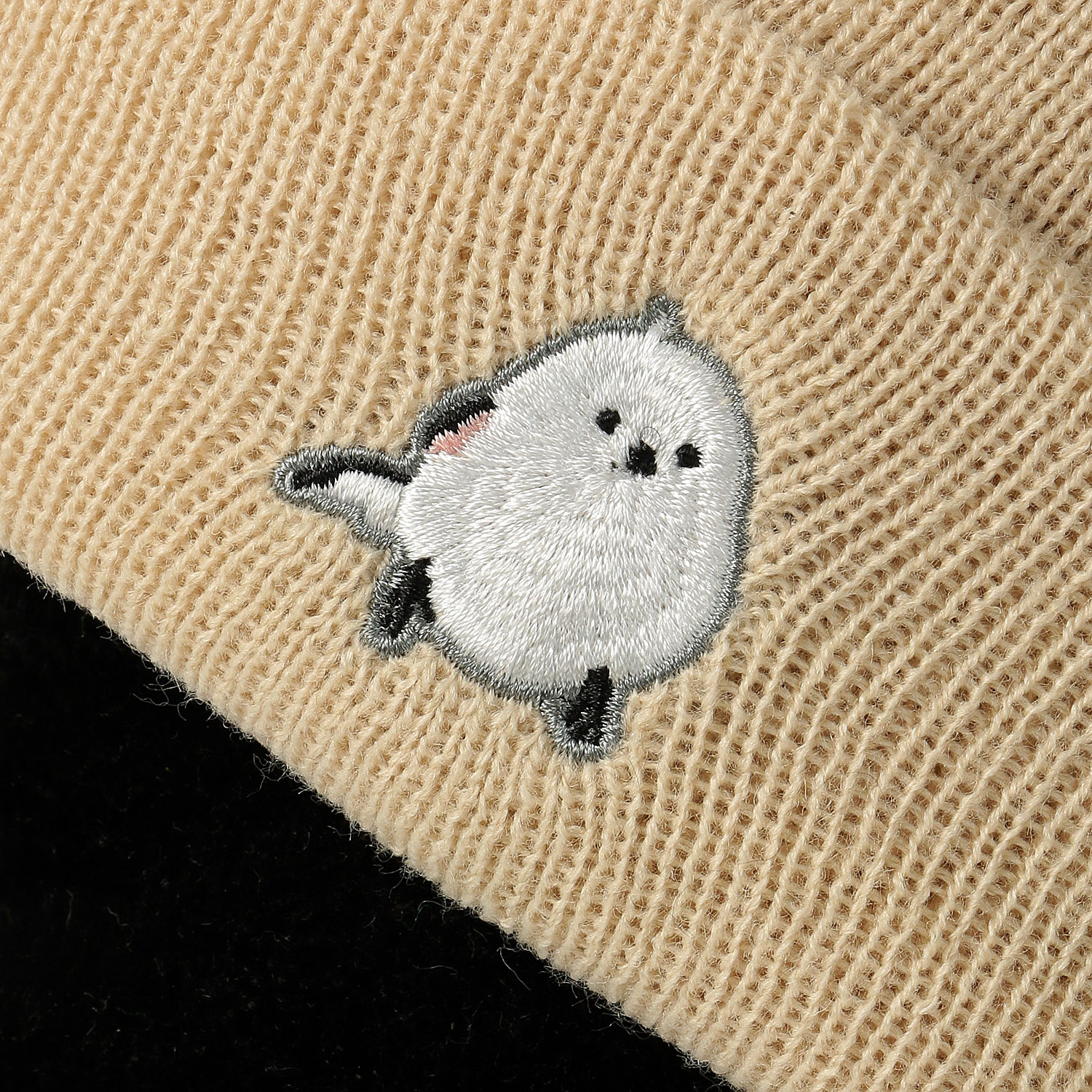 シマエナガ刺繍 ポイントシマダニット帽 - 画像5