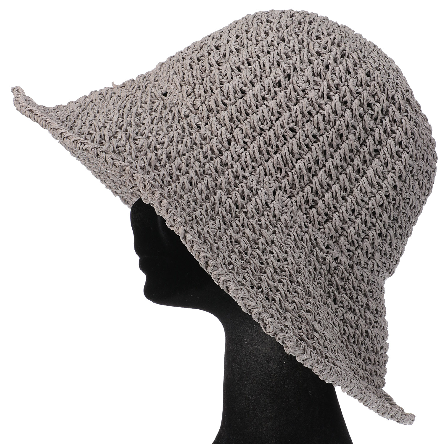 つば広ペーパー編みハット - 画像2