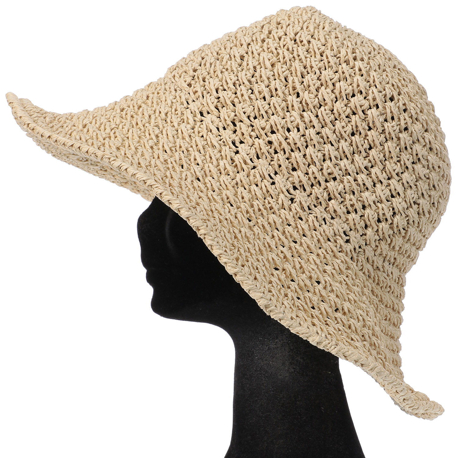 つば広ペーパー編みハット - 画像4