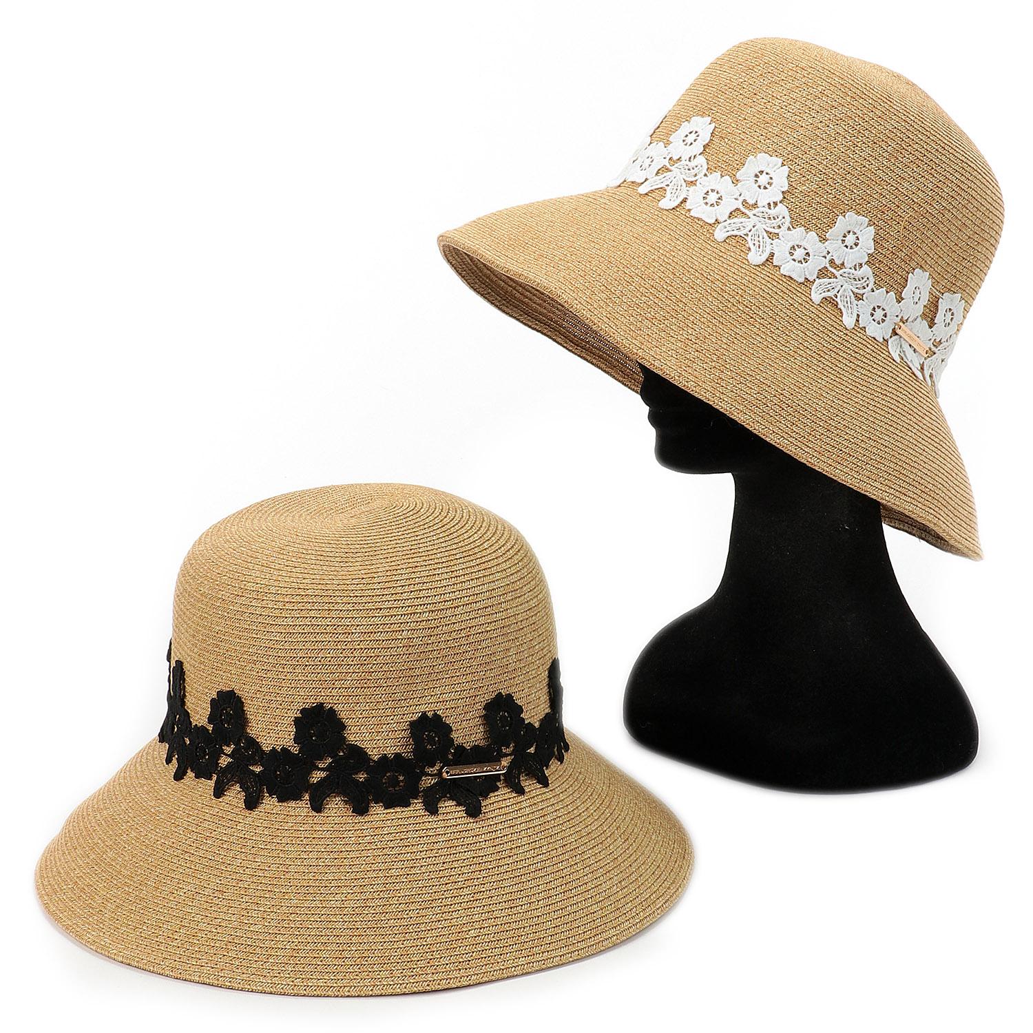 【ブラック終了】つば広レースぺーパーハット - 画像1