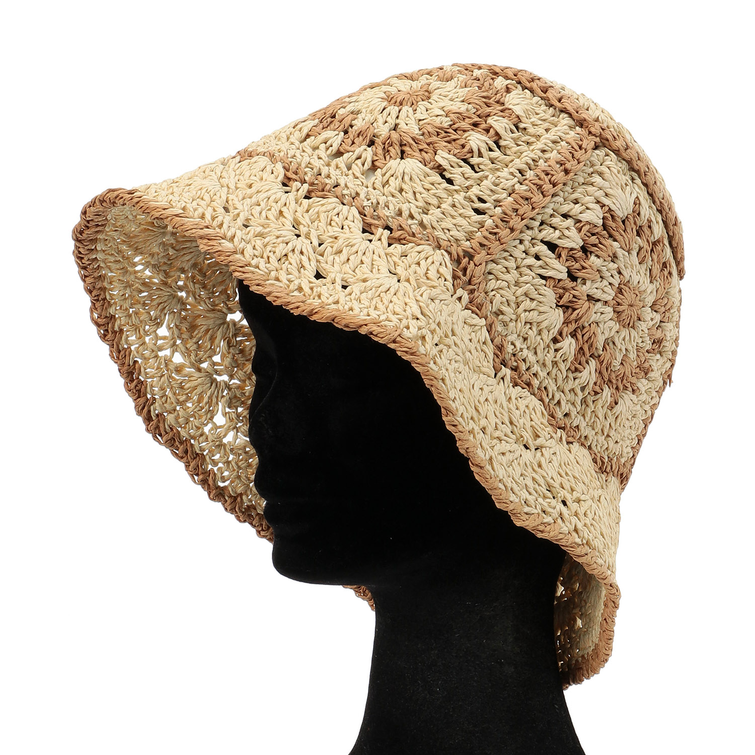 クロッシェ編ペーパーハット ナチュラル - 画像2